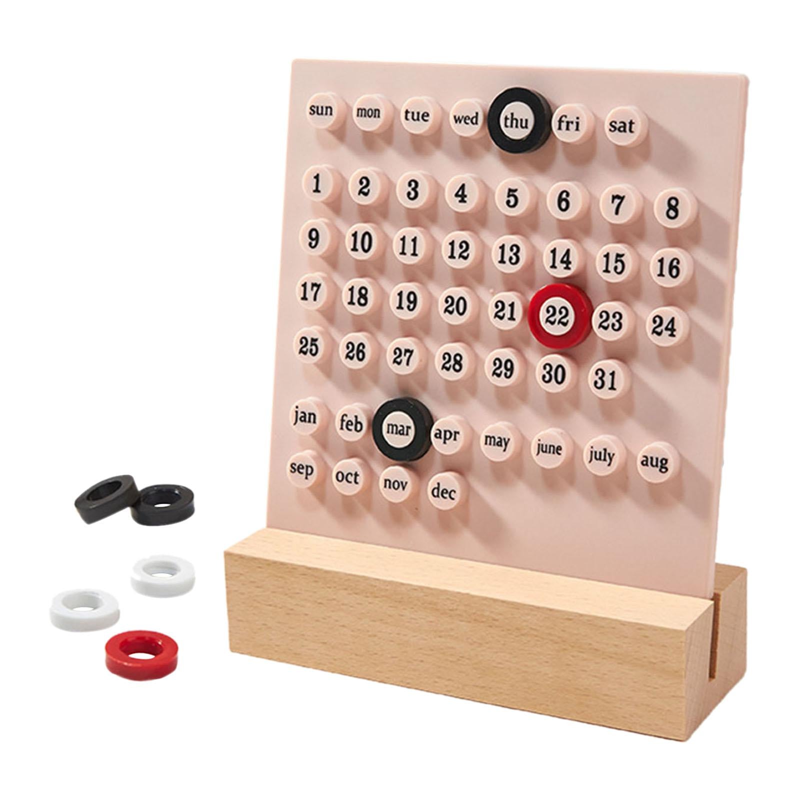 Desk Calendar Ornaments Educational Toy Desktop Date Planner Montessori Pink