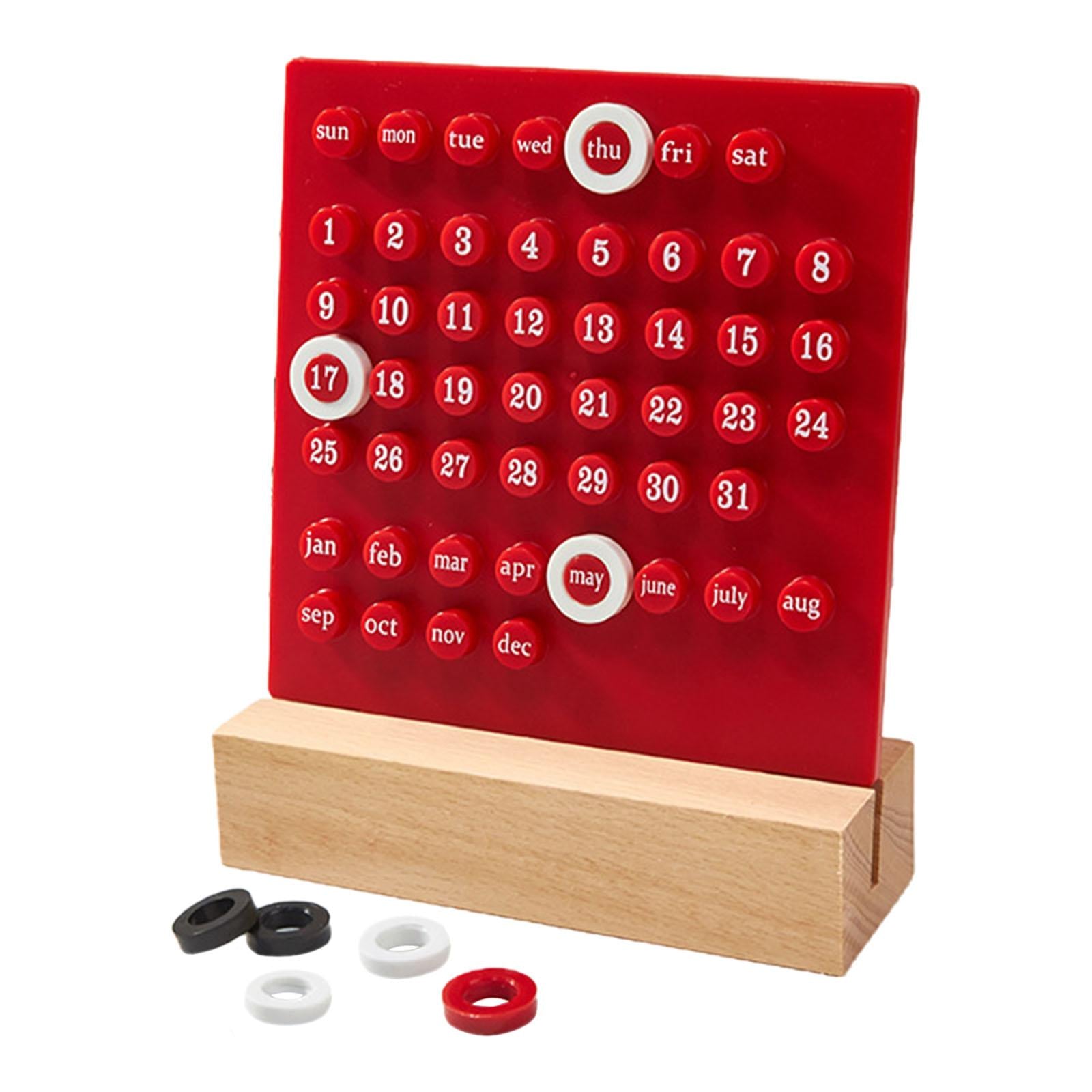 Desk Calendar Ornaments Educational Toy Desktop Date Planner Montessori Red