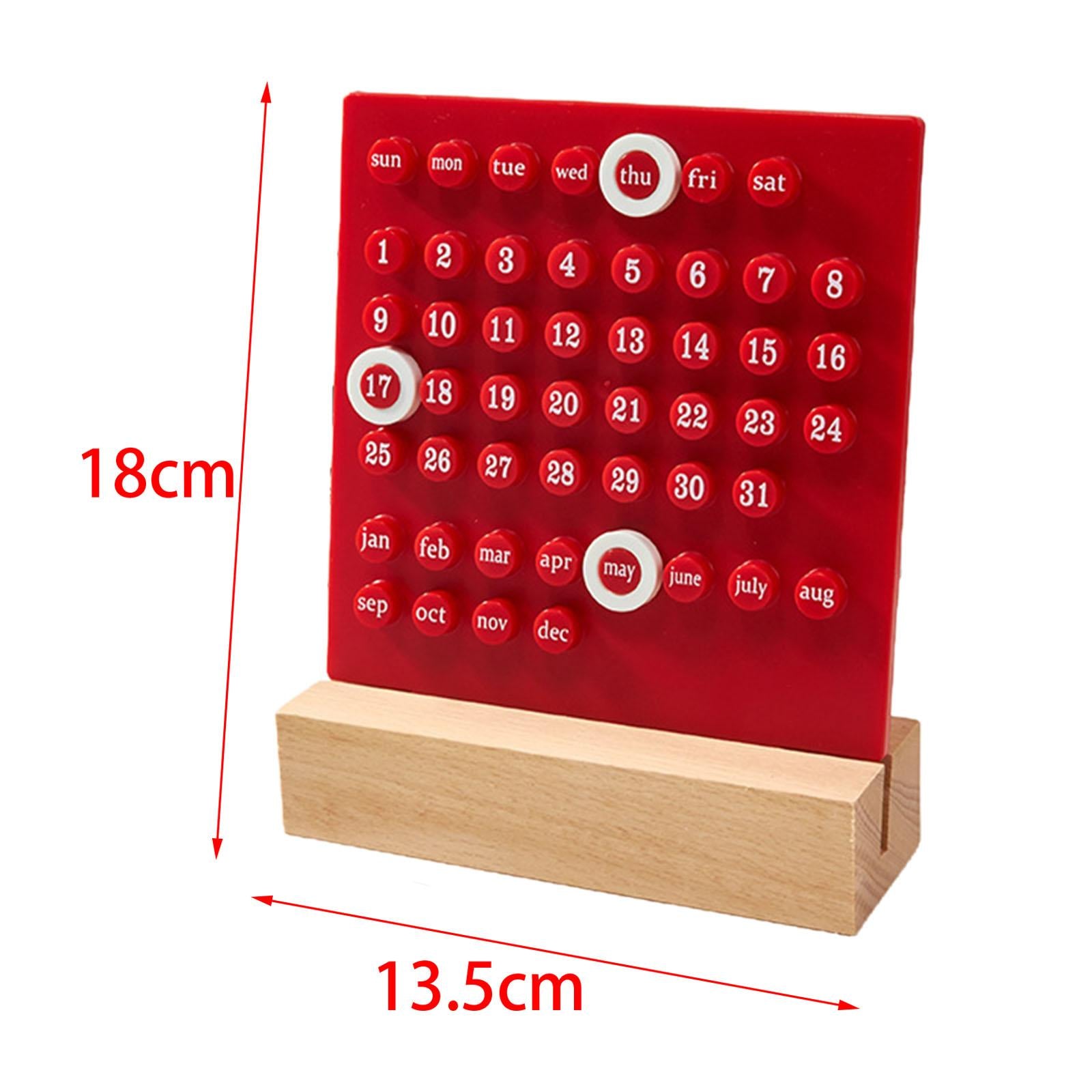 Desk Calendar Ornaments Educational Toy Desktop Date Planner Montessori Red