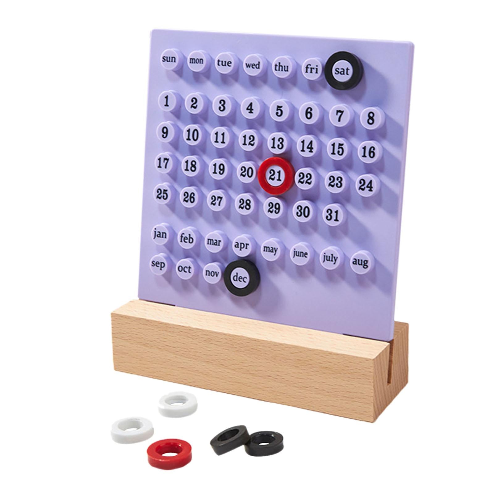 Desk Calendar Ornaments Educational Toy Desktop Date Planner Montessori Violet