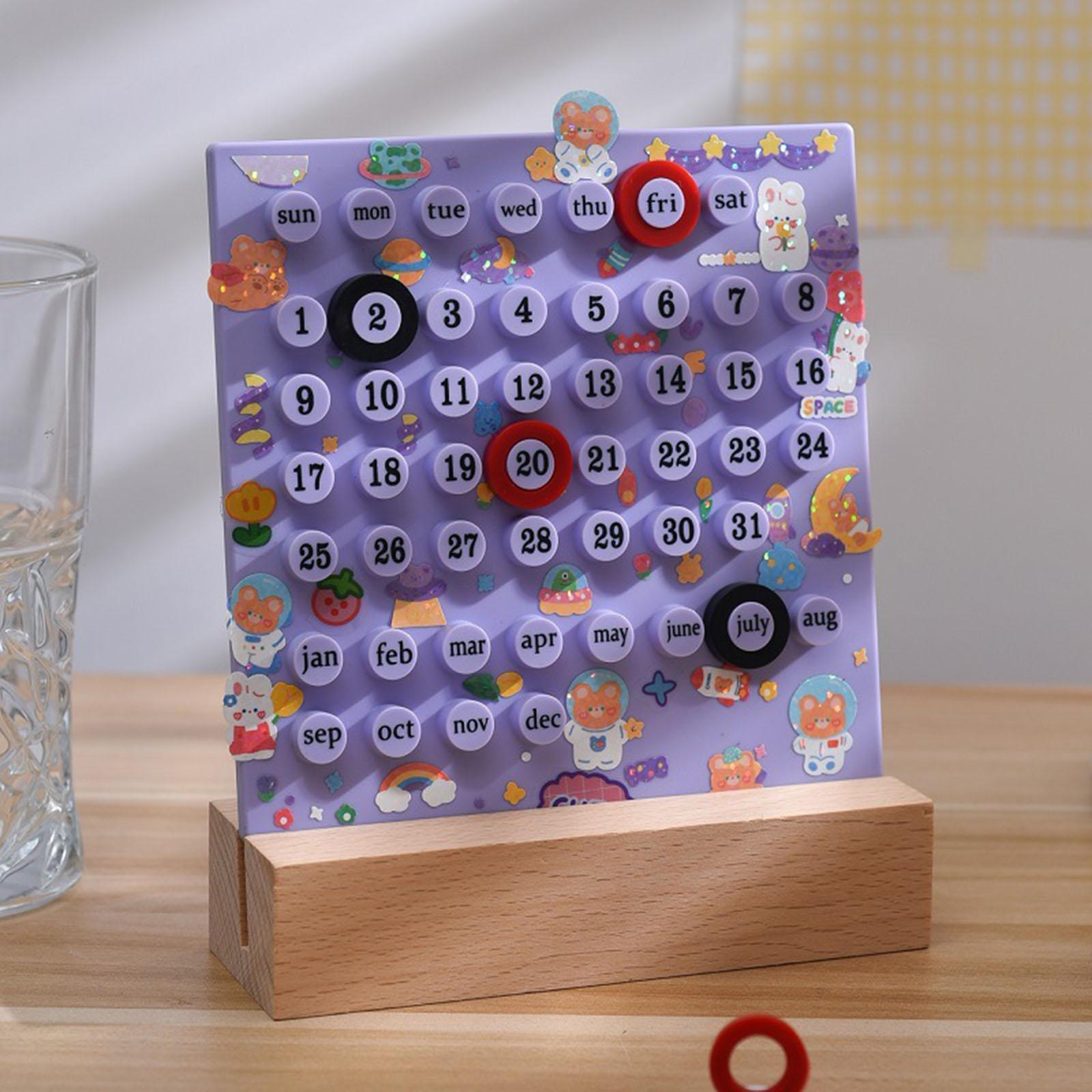 Desk Calendar Ornaments Educational Toy Desktop Date Planner Montessori Violet