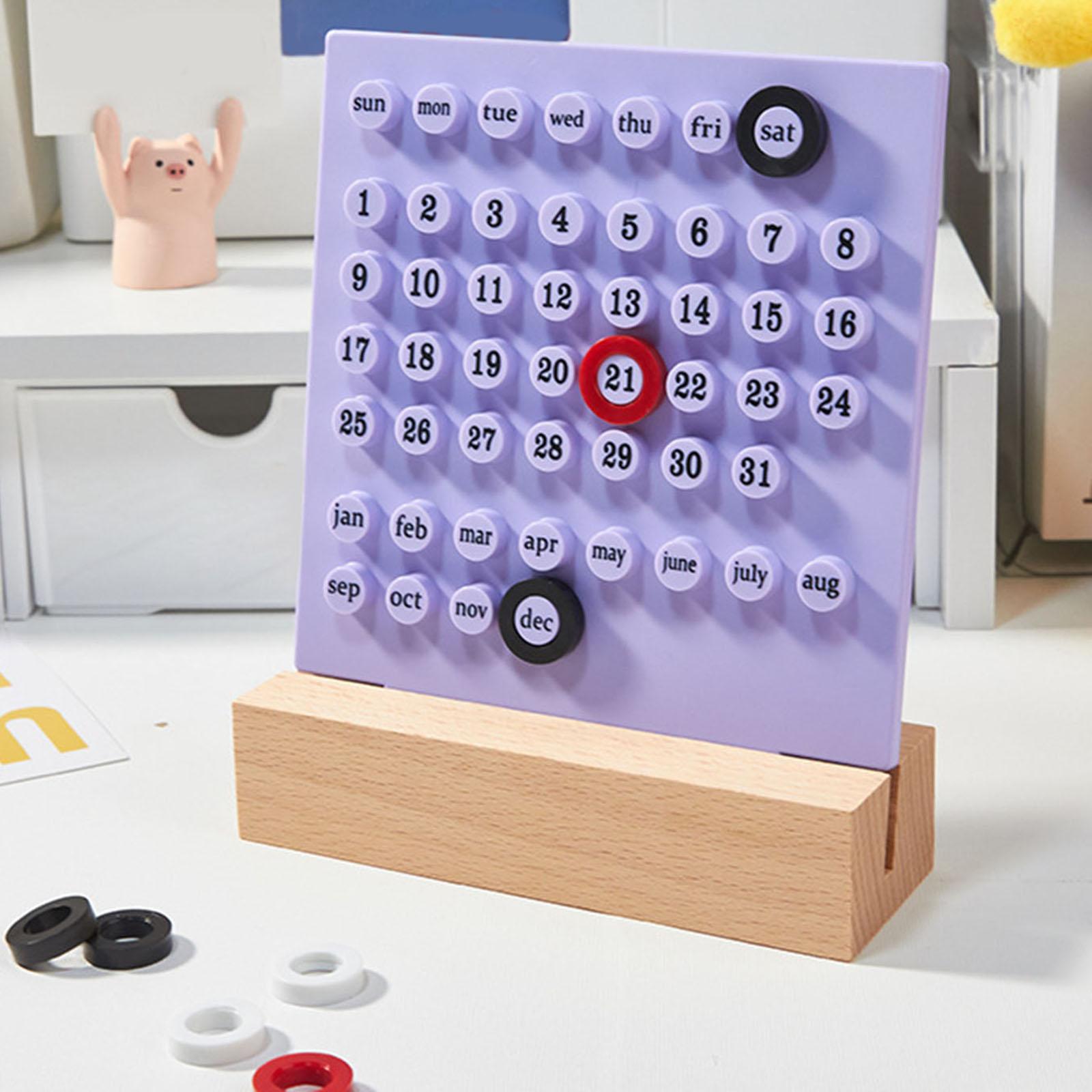 Desk Calendar Ornaments Educational Toy Desktop Date Planner Montessori Violet