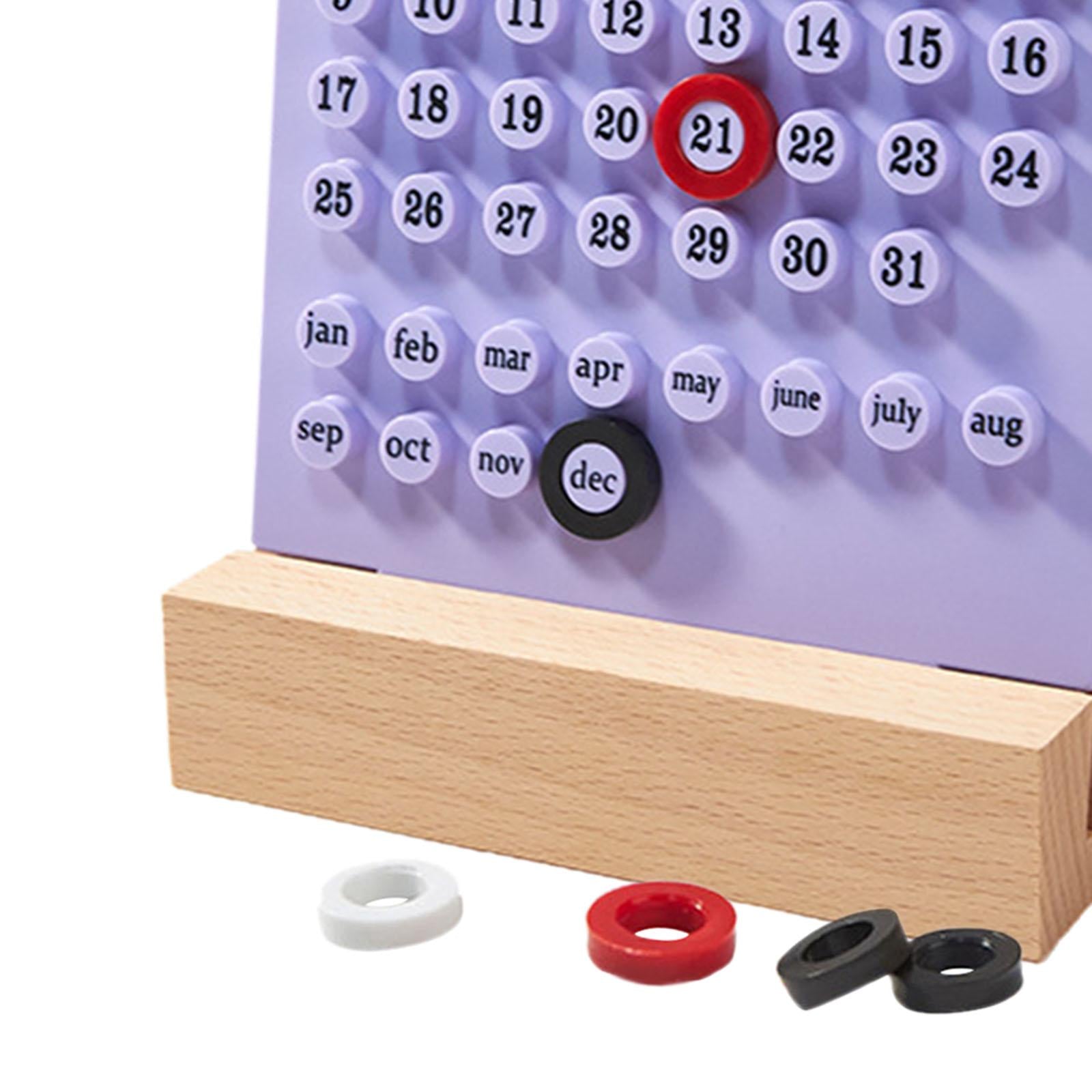 Desk Calendar Ornaments Educational Toy Desktop Date Planner Montessori Violet