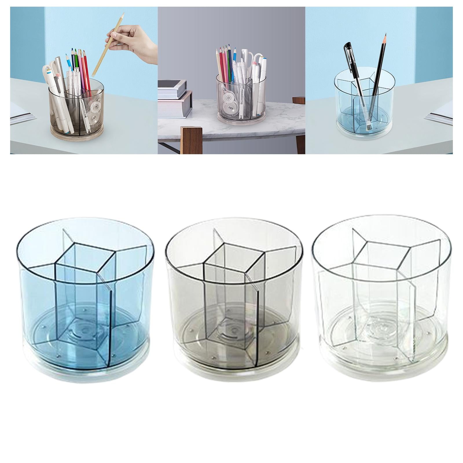 Makeup Brushes Holder Container Storage Box for Office Countertop Eyeliners Blue