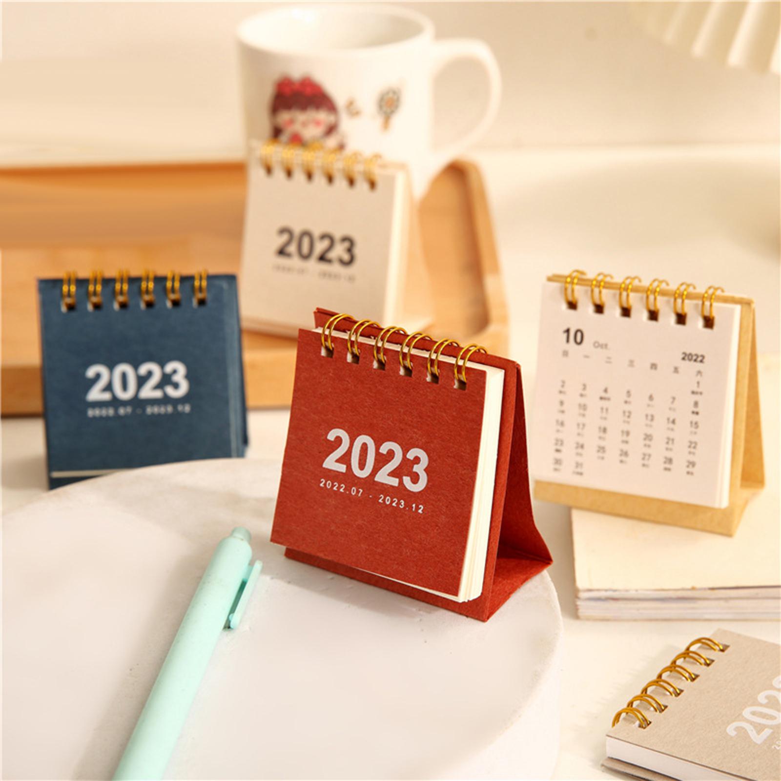 Modern 2023 Desk Calendar Schedule Planner Durable for Student Desktop Home White