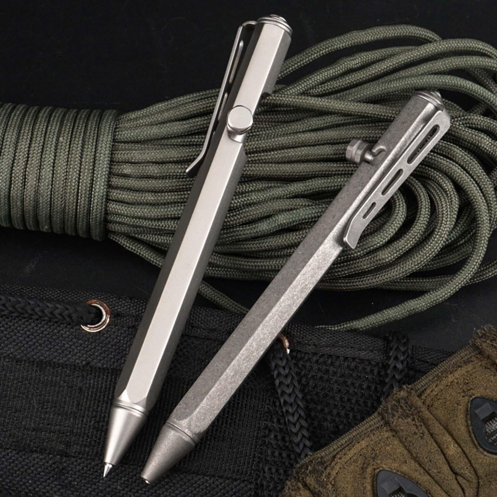 Ballpoint Pen Titanium Alloy Portable EDC Pen Black Ink for Executive School Grey