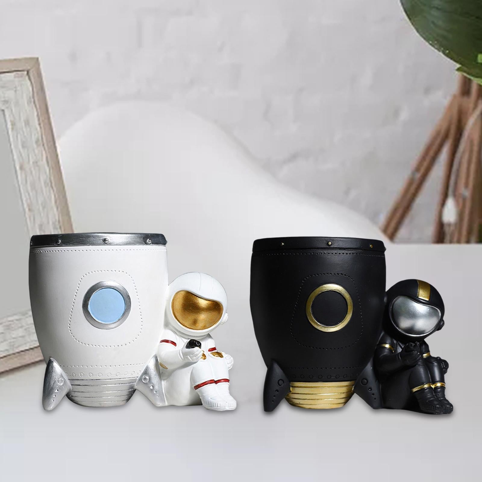 Nordic Astronaut Pen Pencil Holder Pen Cup Durable Resin for Home Office white