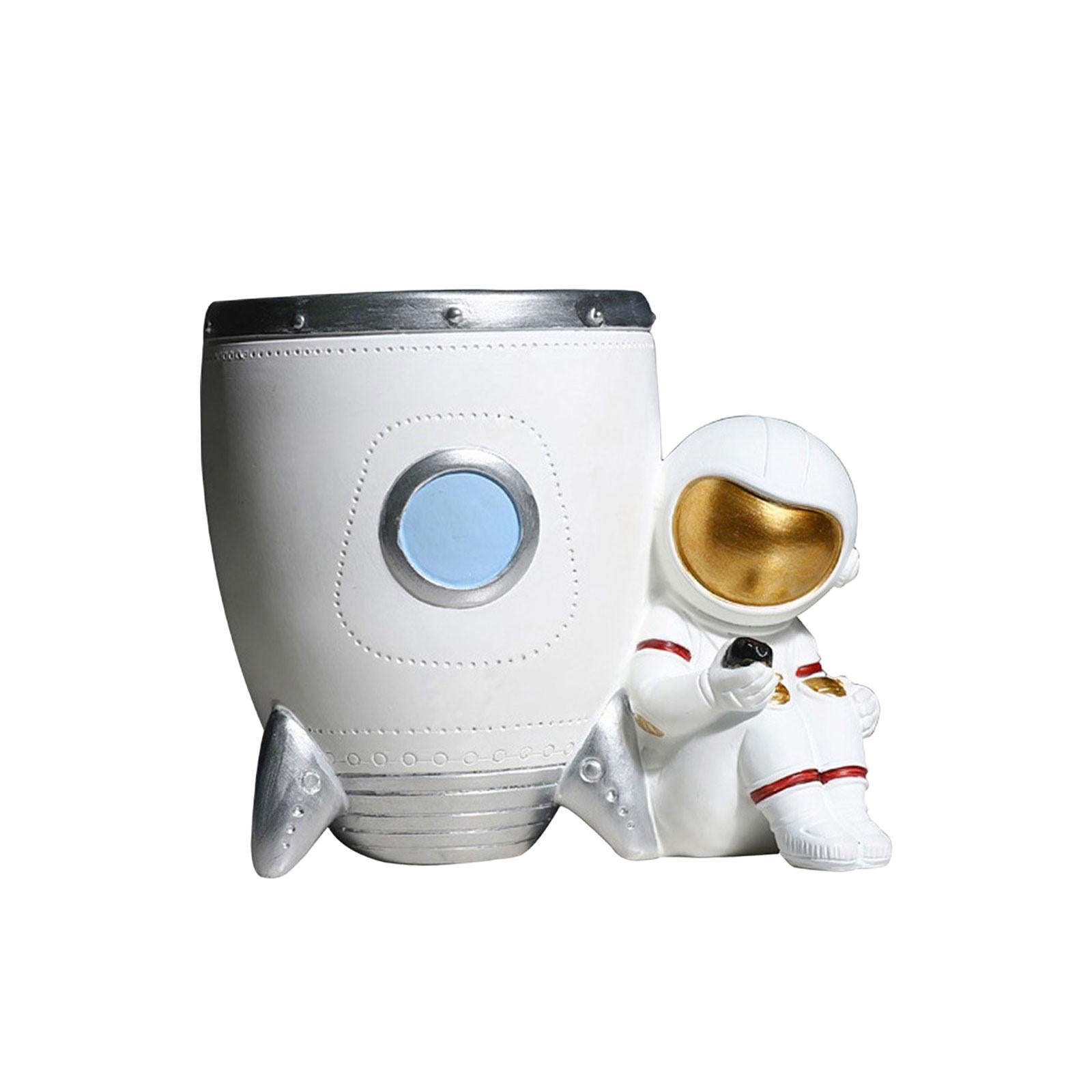 Nordic Astronaut Pen Pencil Holder Pen Cup Durable Resin for Home Office white