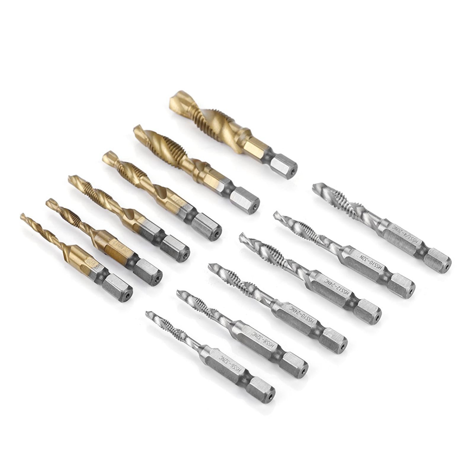 12 Pieces Tap drills bits Metric inch hexes shanks Hand Tools for Deburring