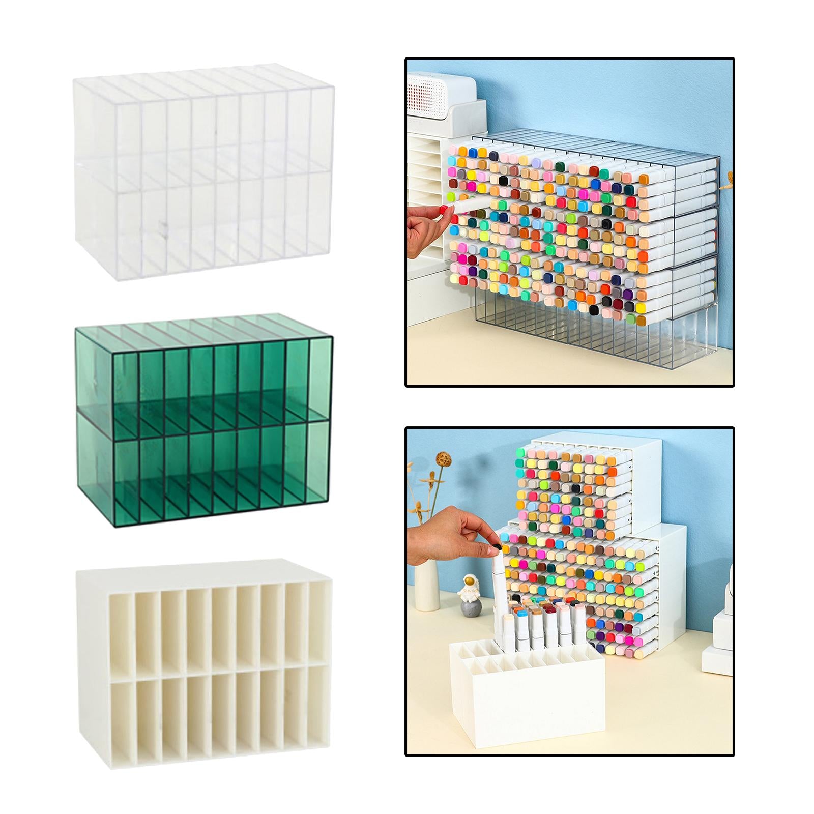 Multifunctional Marker Holder 18 Compartments for Vanity Countertop Bedroom Clear