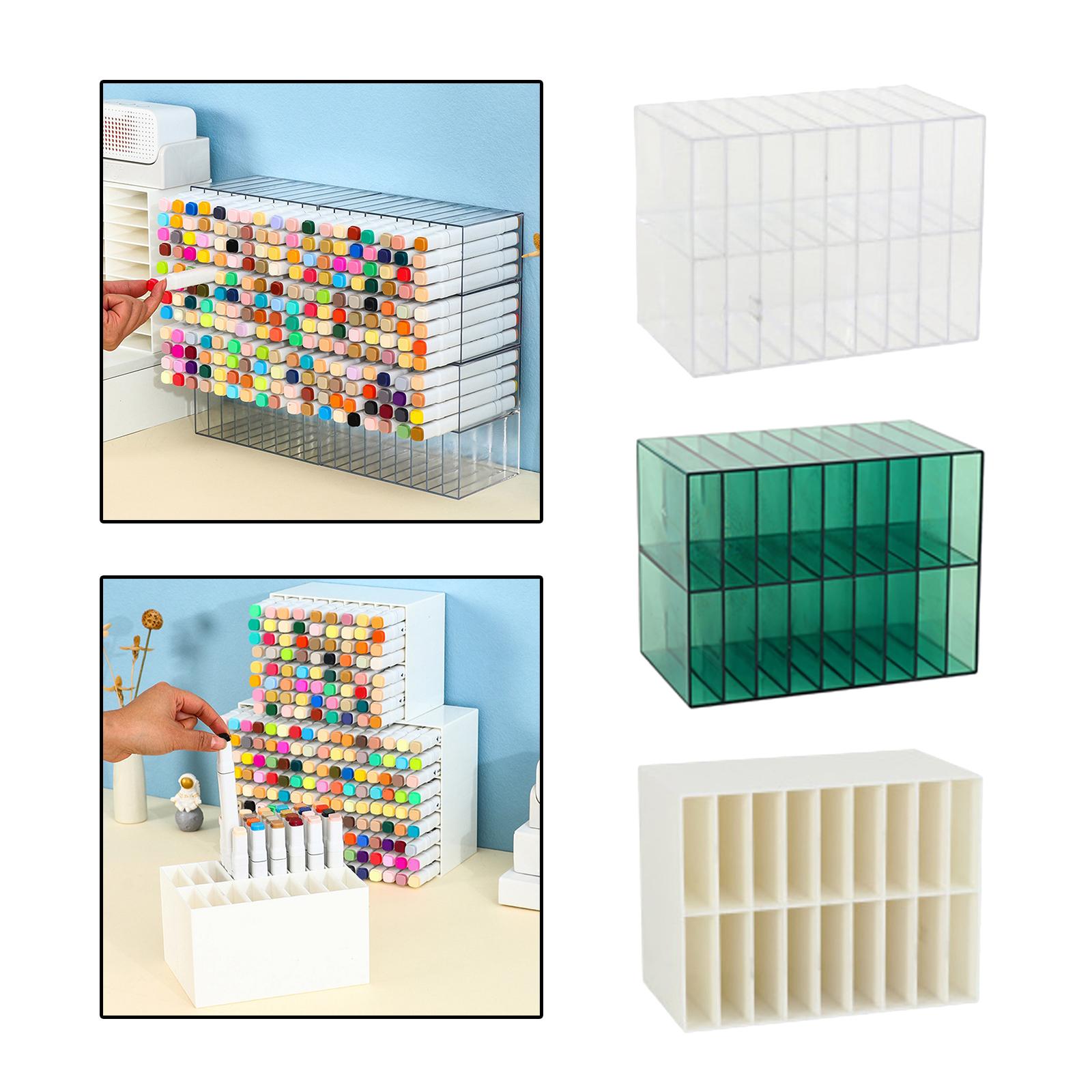 Multifunctional Marker Holder 18 Compartments for Vanity Countertop Bedroom Clear