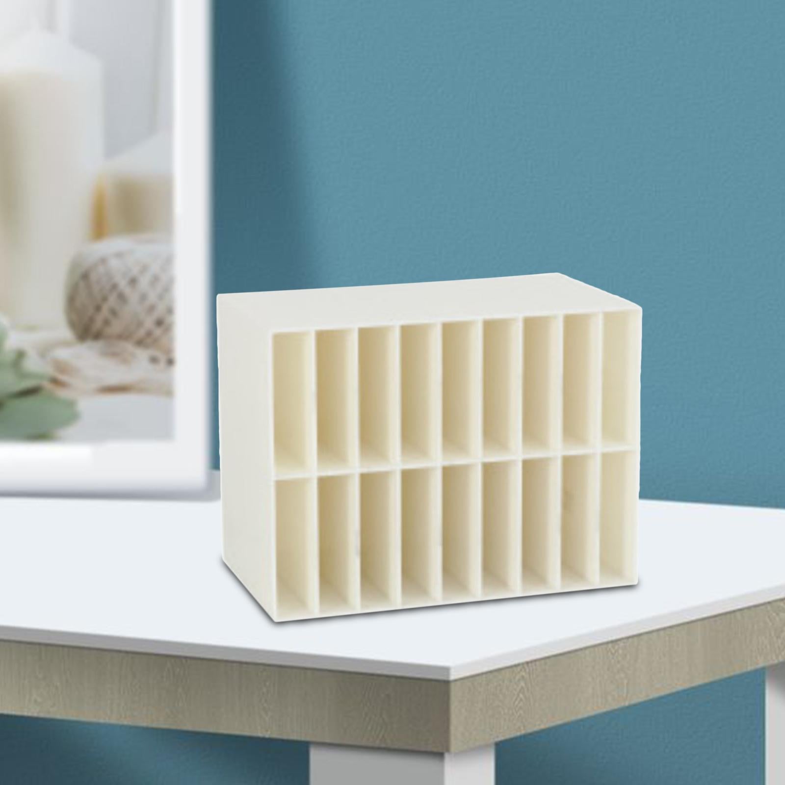 Multifunctional Marker Holder 18 Compartments for Vanity Countertop Bedroom White