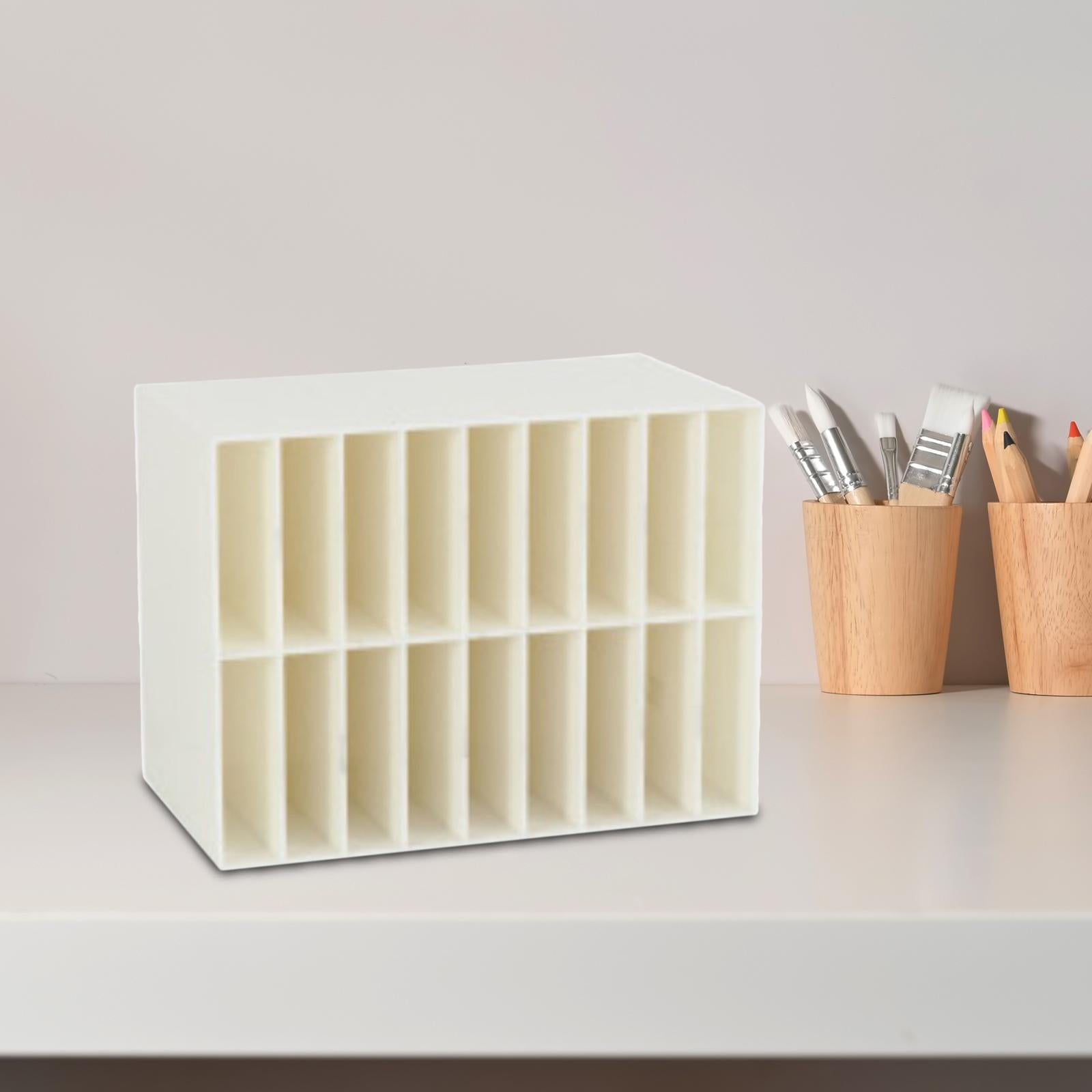 Multifunctional Marker Holder 18 Compartments for Vanity Countertop Bedroom White