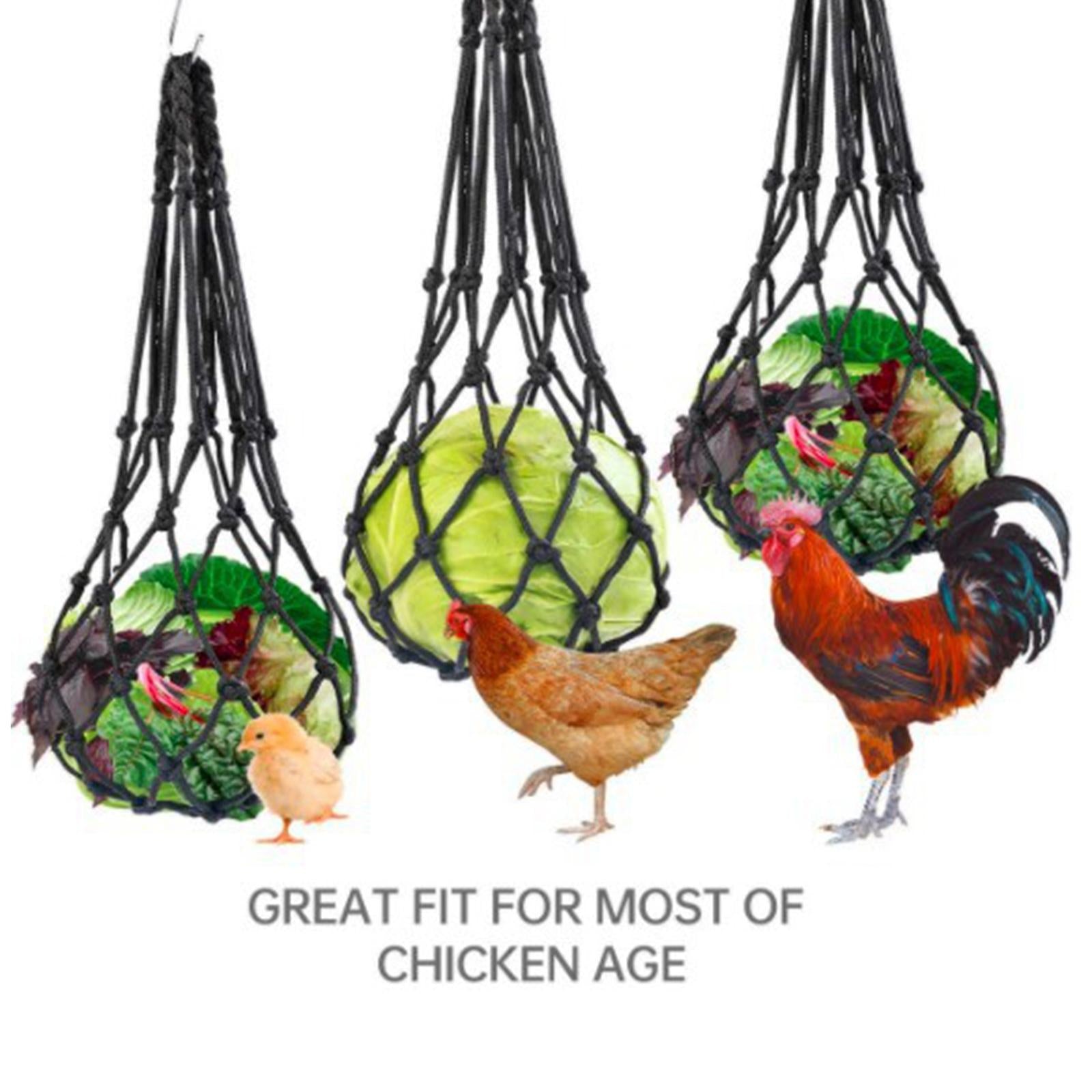 Vegetable Feeder String Bag Coop Toy Feeding Net Bag Chicken Accessories Net Bag with Fork