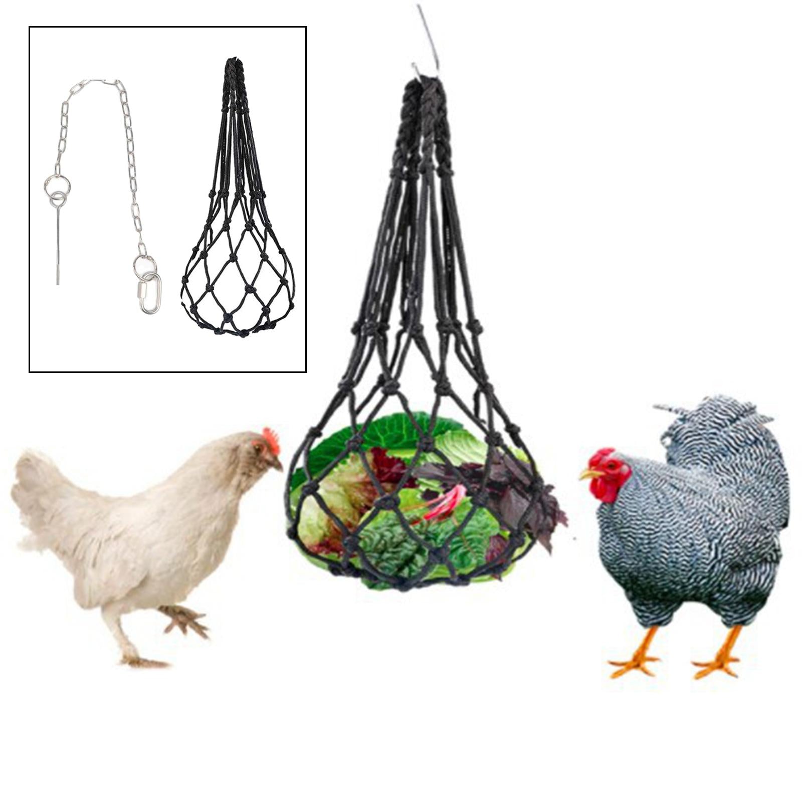 Vegetable Feeder String Bag Coop Toy Feeding Net Bag Chicken Accessories Net Bag with Fork