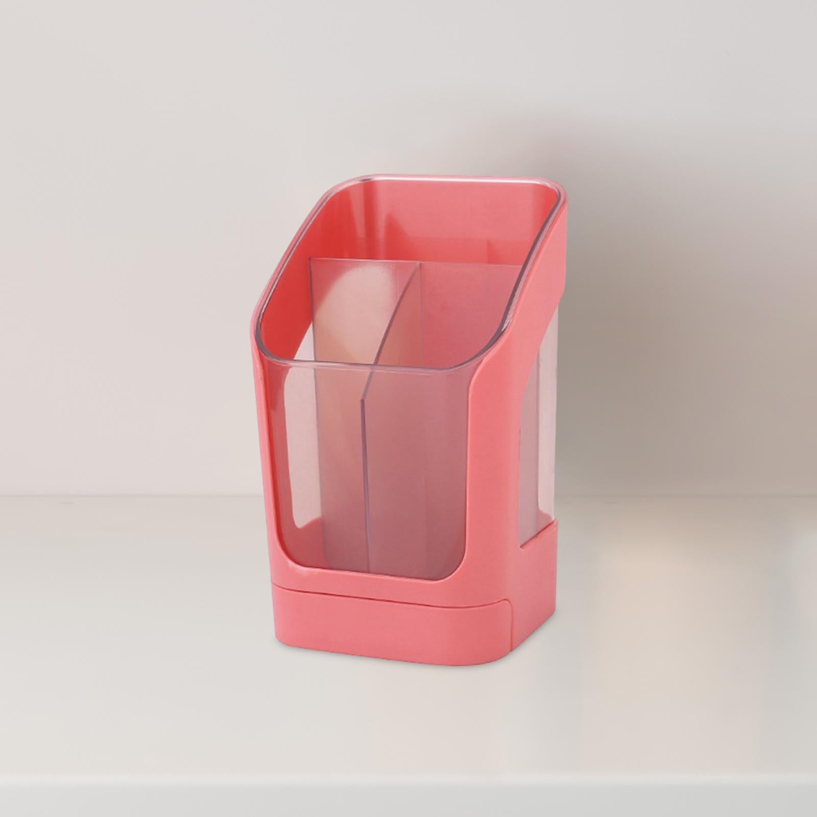 Desktop Organizer Divider Cosmetic Tools Holder Cup for Home Desk Vanity Pink