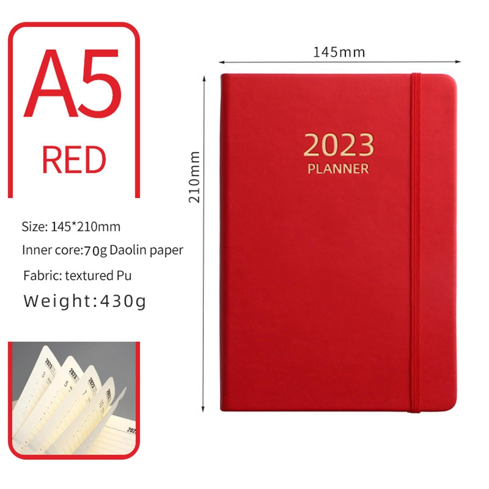 A5 Diary Notebook Journals Notebook 2023 Monthly Planner Notepad Thick Paper Red