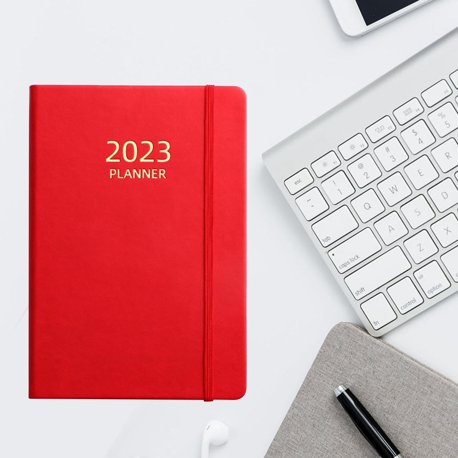 A5 Notebook Planner Journal Notebook 2023 Weekly Planner Notepads PU Cover Red