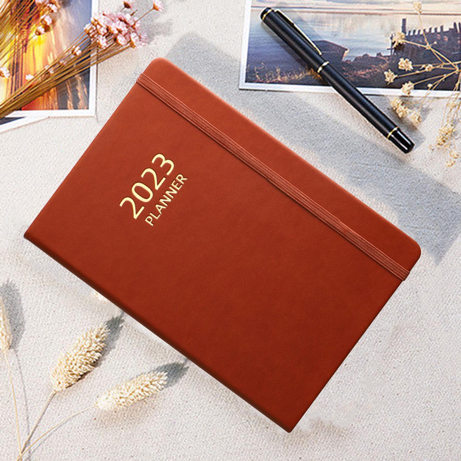 A5 Notebook Planner Journal Notebook 2023 Weekly Planner Notepads PU Cover Brown