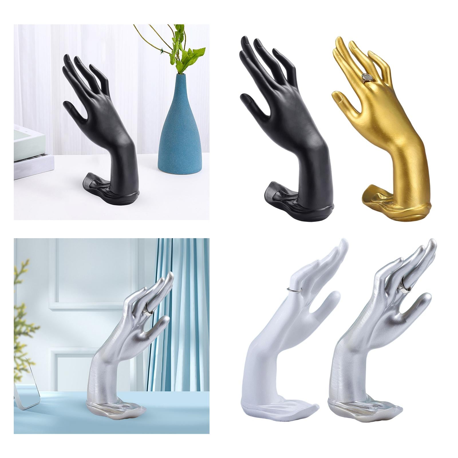 Rings Hand Holder Finger Rings Bracelets Rack Jewelry Display for Dresser Black