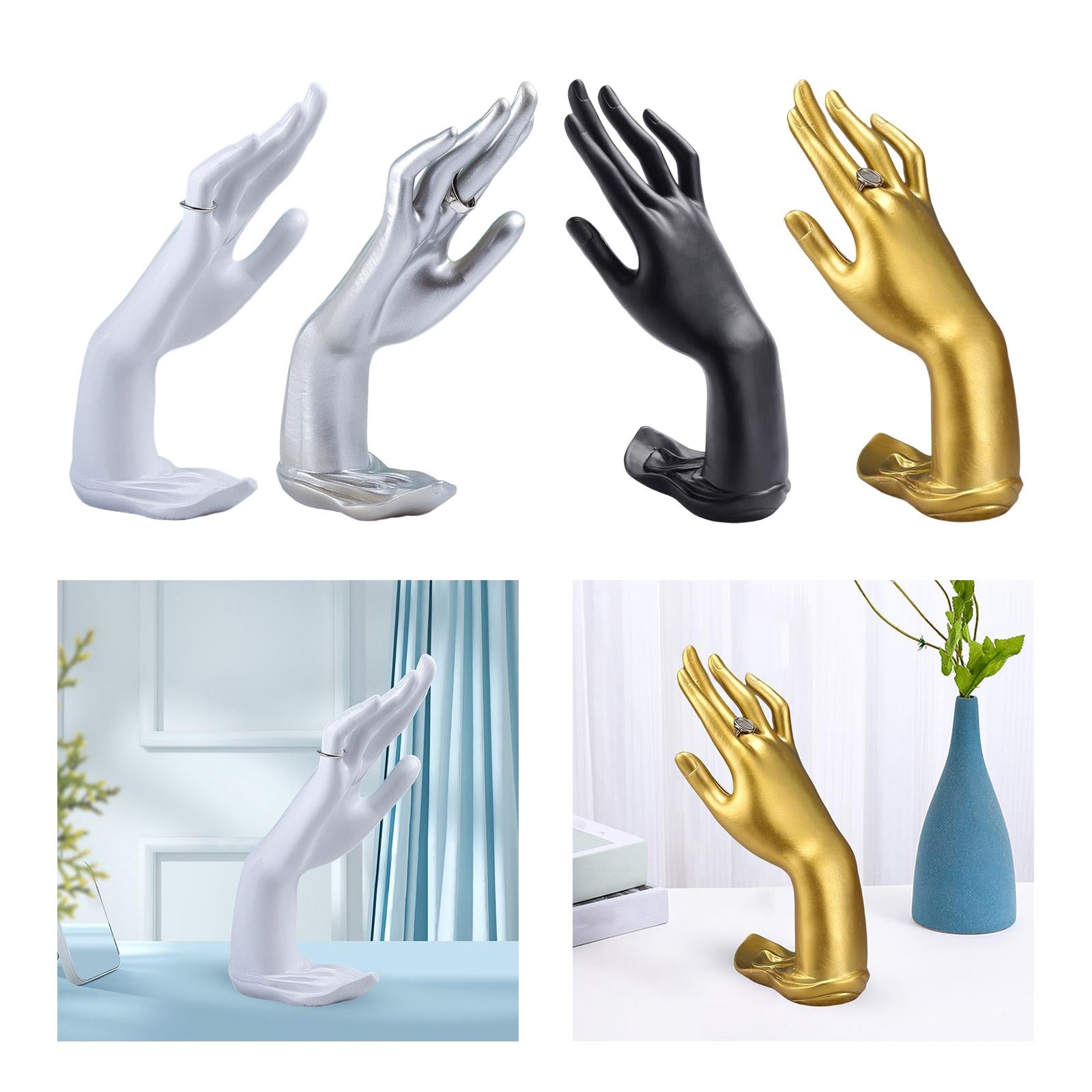 Rings Hand Holder Finger Rings Bracelets Rack Jewelry Display for Dresser Black