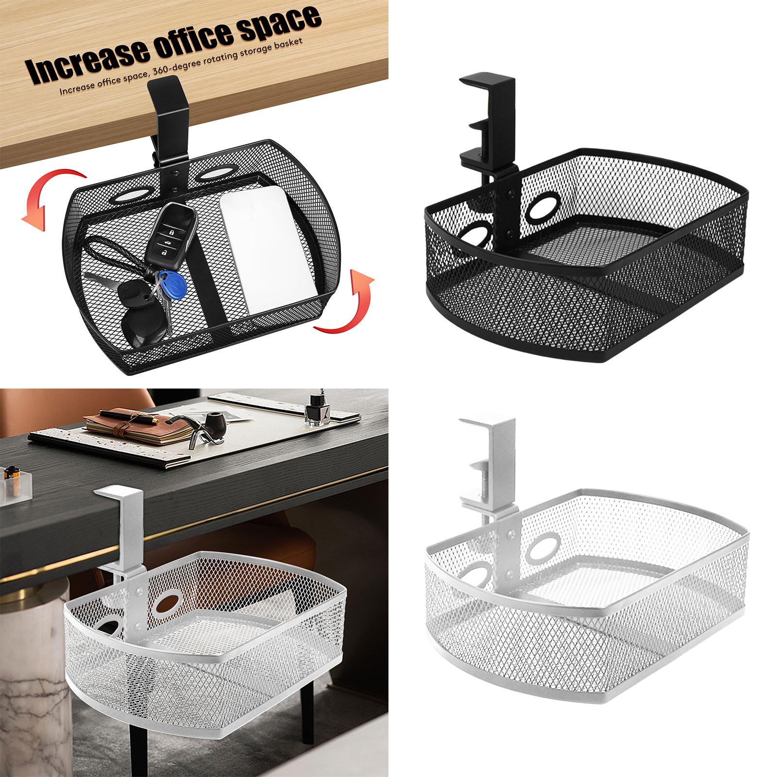 Under Desk Drawer Organizer Tray Rotates 360 Degrees for Living Room Office White