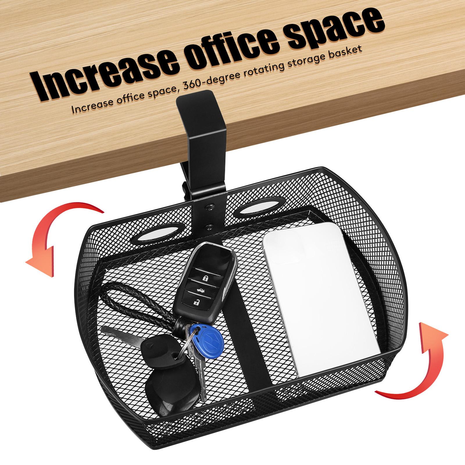 Under Desk Drawer Organizer Tray Rotates 360 Degrees for Living Room Office Black