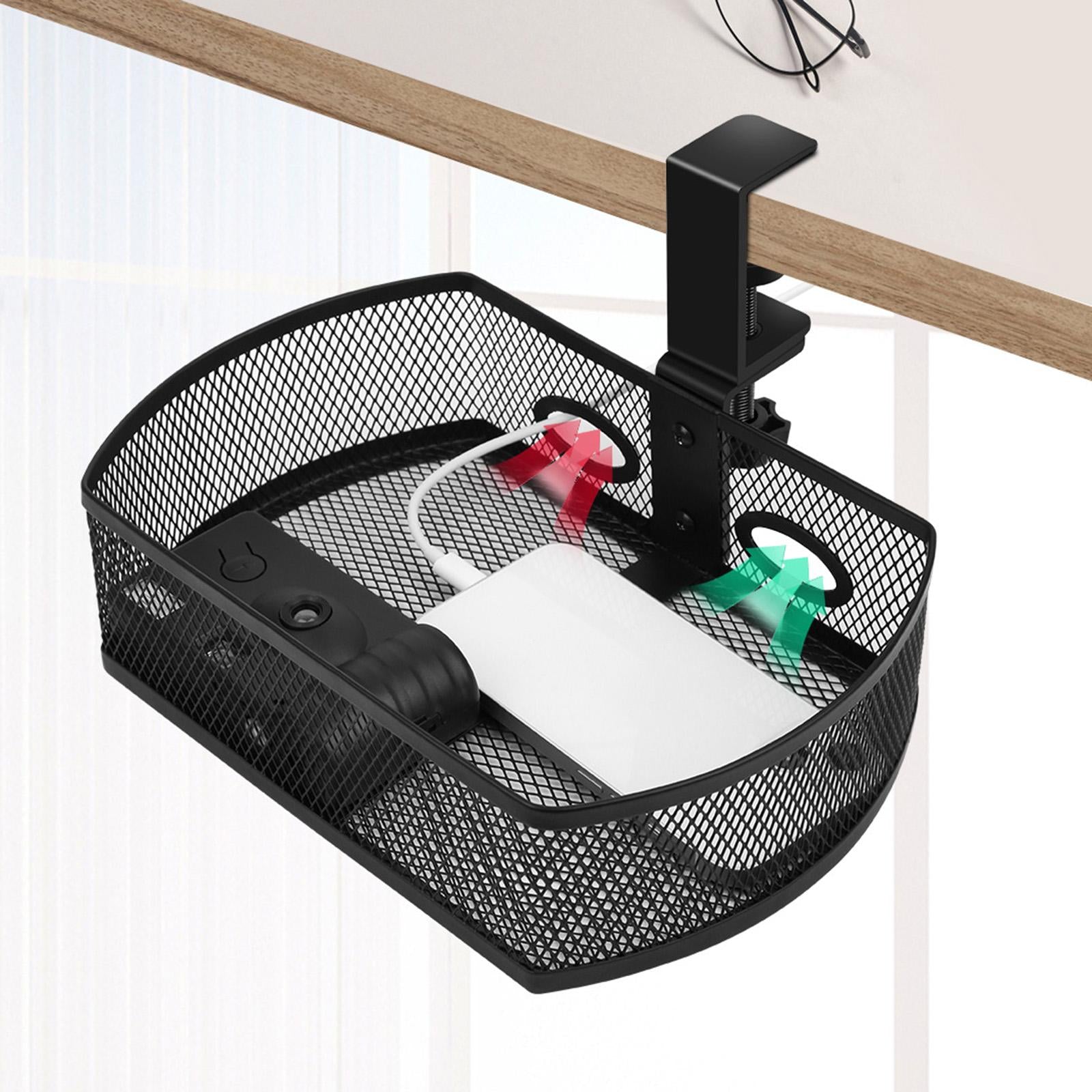 Under Desk Drawer Organizer Tray Rotates 360 Degrees for Living Room Office Black