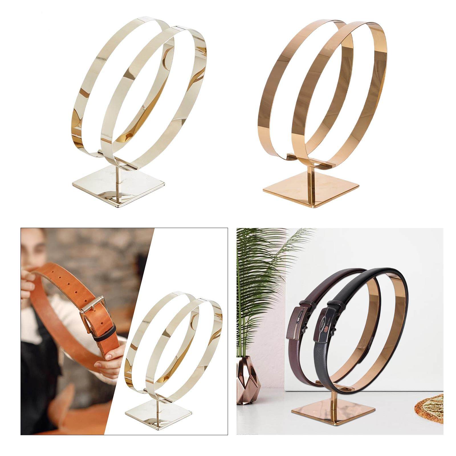 Stainless Steel Belt Display Stands Double Loop for Store Display Props primary color