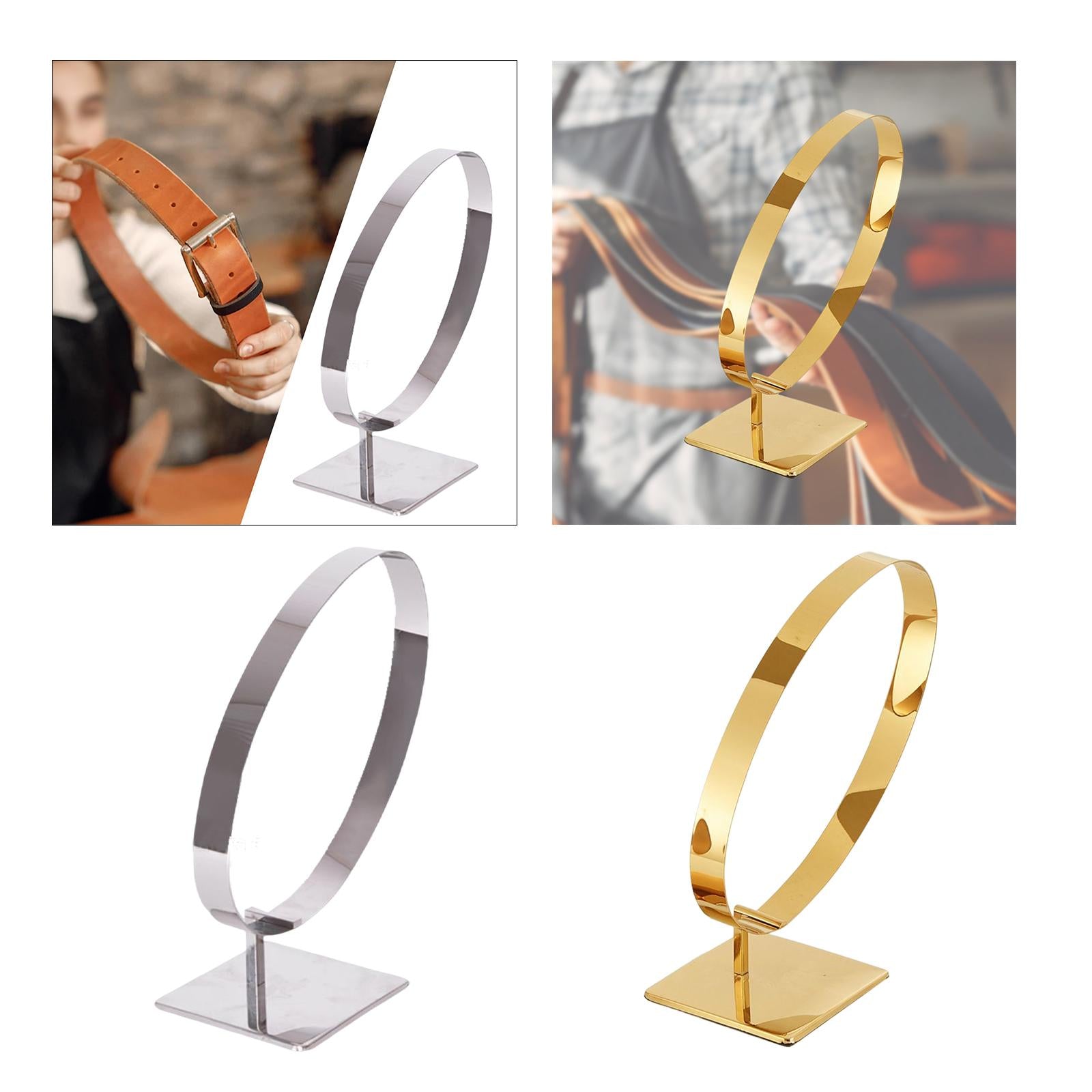 Stainless Steel Belt Display Stands Space Saver Curved for Store Show Women primary color