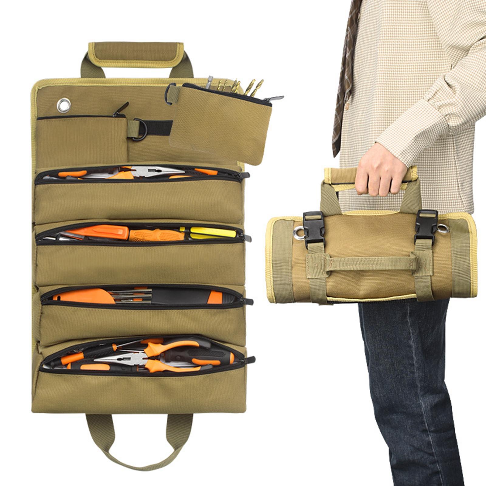 Tool Roll Organizer Multifunctional Tool Zipper Carrier Tote for Carpenter