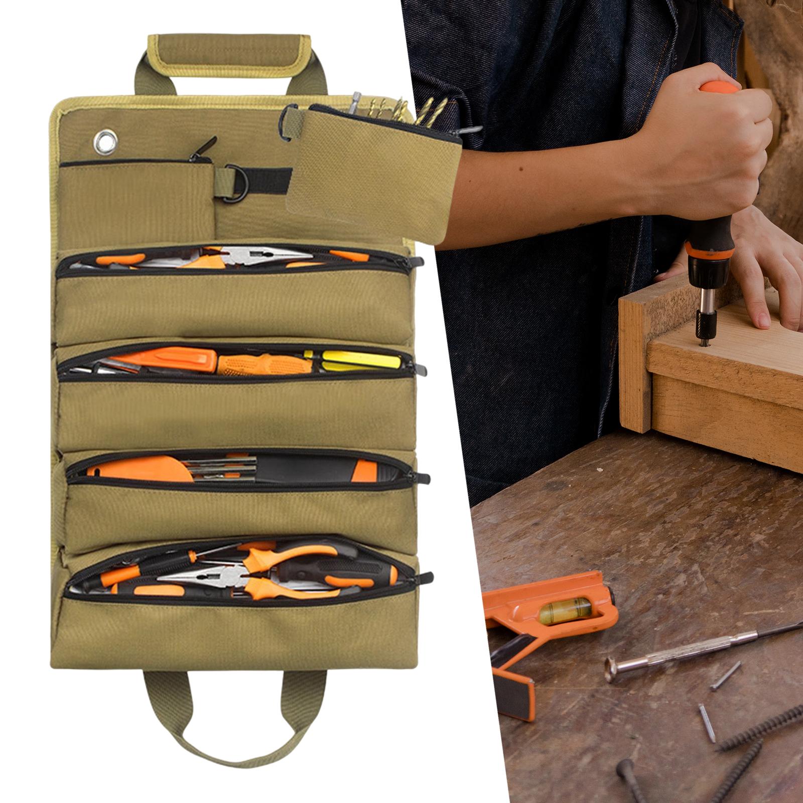 Tool Roll Organizer Multifunctional Tool Zipper Carrier Tote for Carpenter