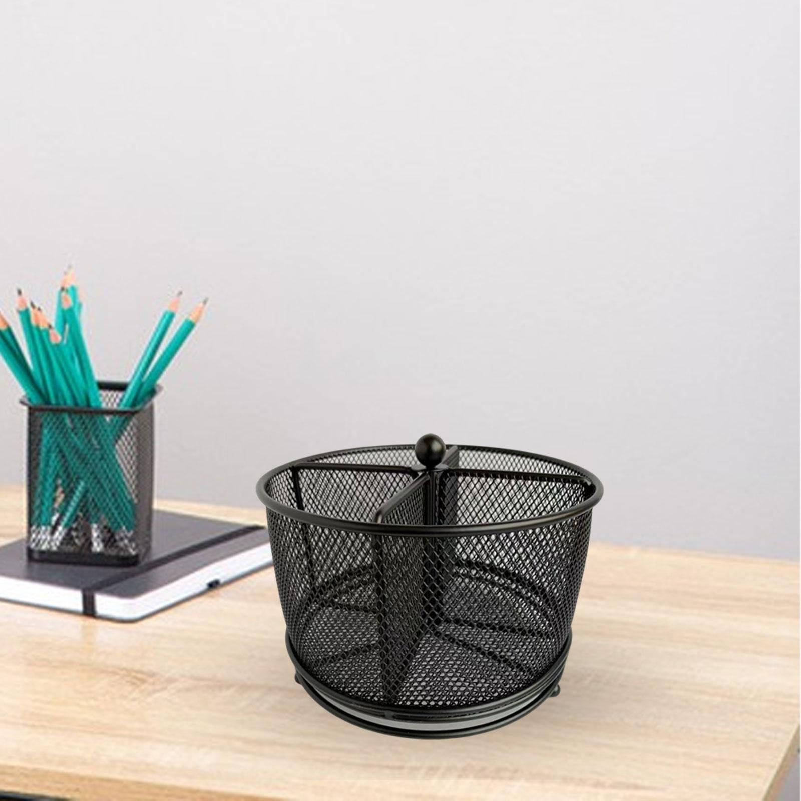 Desk Organizer Storage Box 360 Degrees Rotating Pencil Holder for Office Black