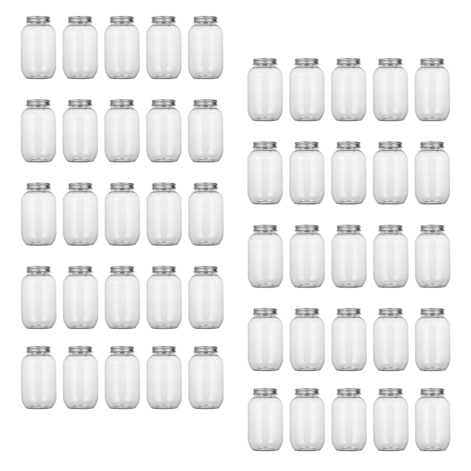 50x Bubble Tea Cups Bottle with Airtight Lids for Smoothie Iced Coffee style C sealing cap