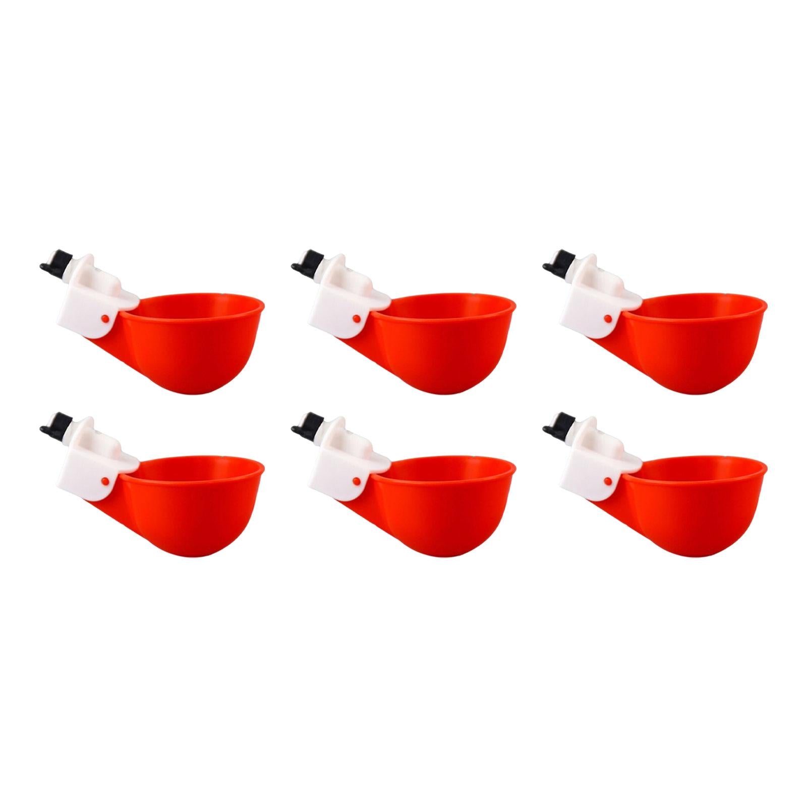 6Pcs Chicken Feeders Chicken Watering Cup Chicken Waterer for Birds Quail Red