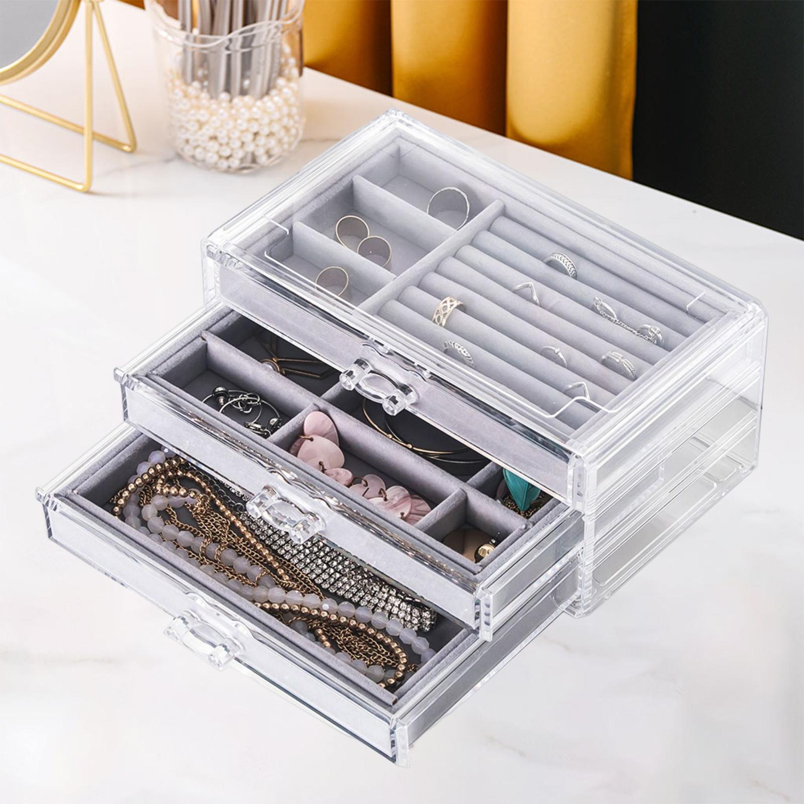 Jewelry Storage Box Multi Use 3 Tiers Organizer for Cufflinks Rings Watches