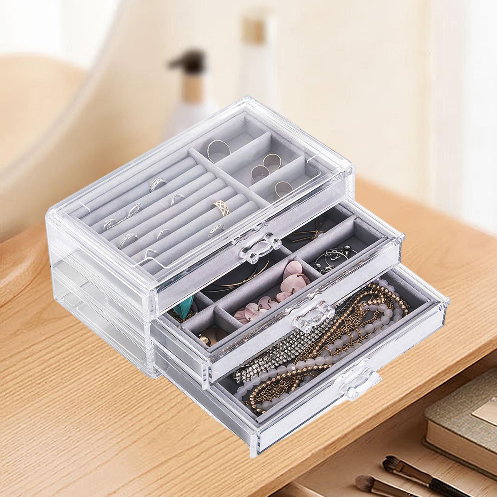 Jewelry Storage Box Multi Use 3 Tiers Organizer for Cufflinks Rings Watches