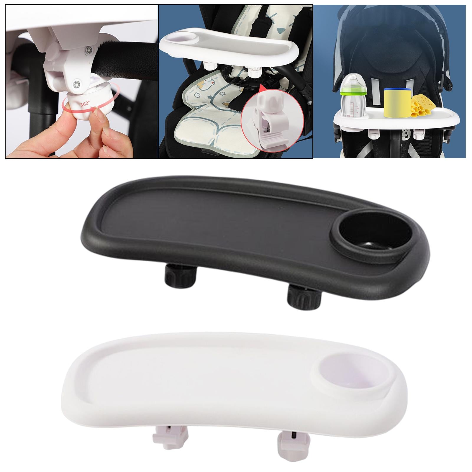 Baby Stroller Tray Dinner Table Detachable Drinks Holder for Eating Travel Black