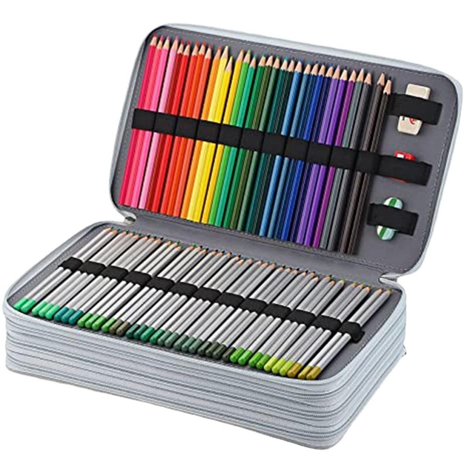 Portable 300 Slots Colored Pencil Organizer Pencil Bag for Student Artist Black