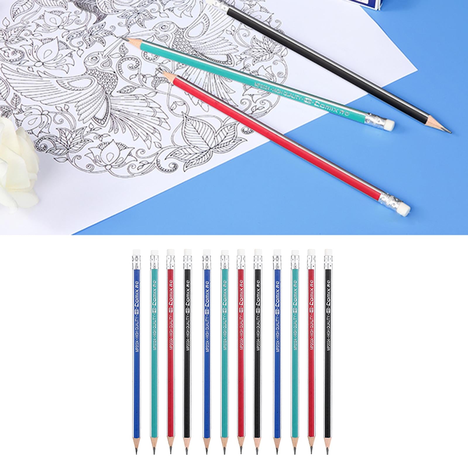 12 Pieces Wooden Pencils with Eraser for Smooth Writing Art Stationery Art