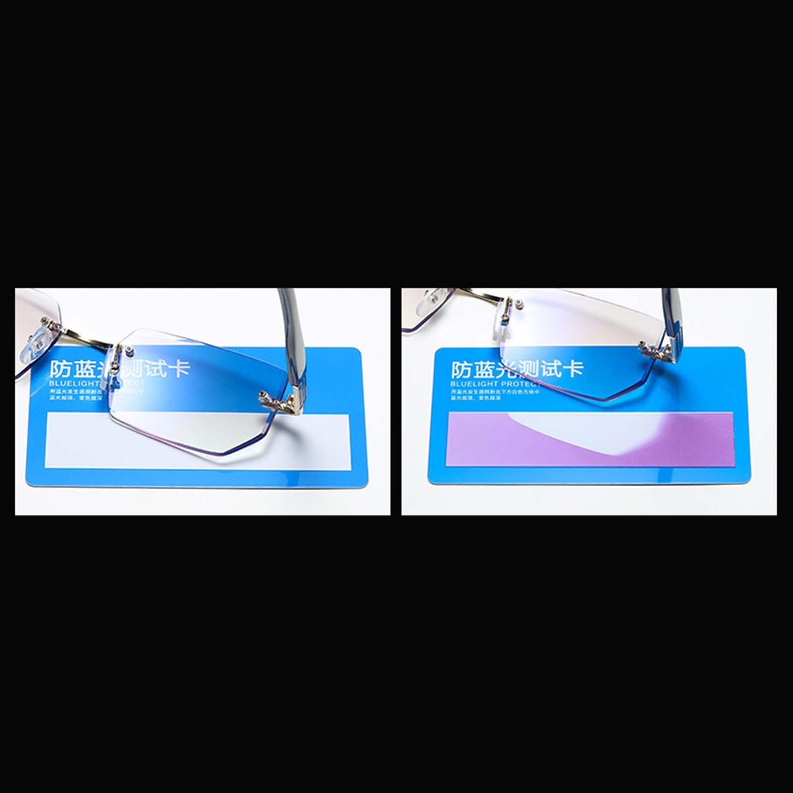 Blue Light Glasses rectangle Rimless for Unisex Computer Men Woman Argent 2.0X