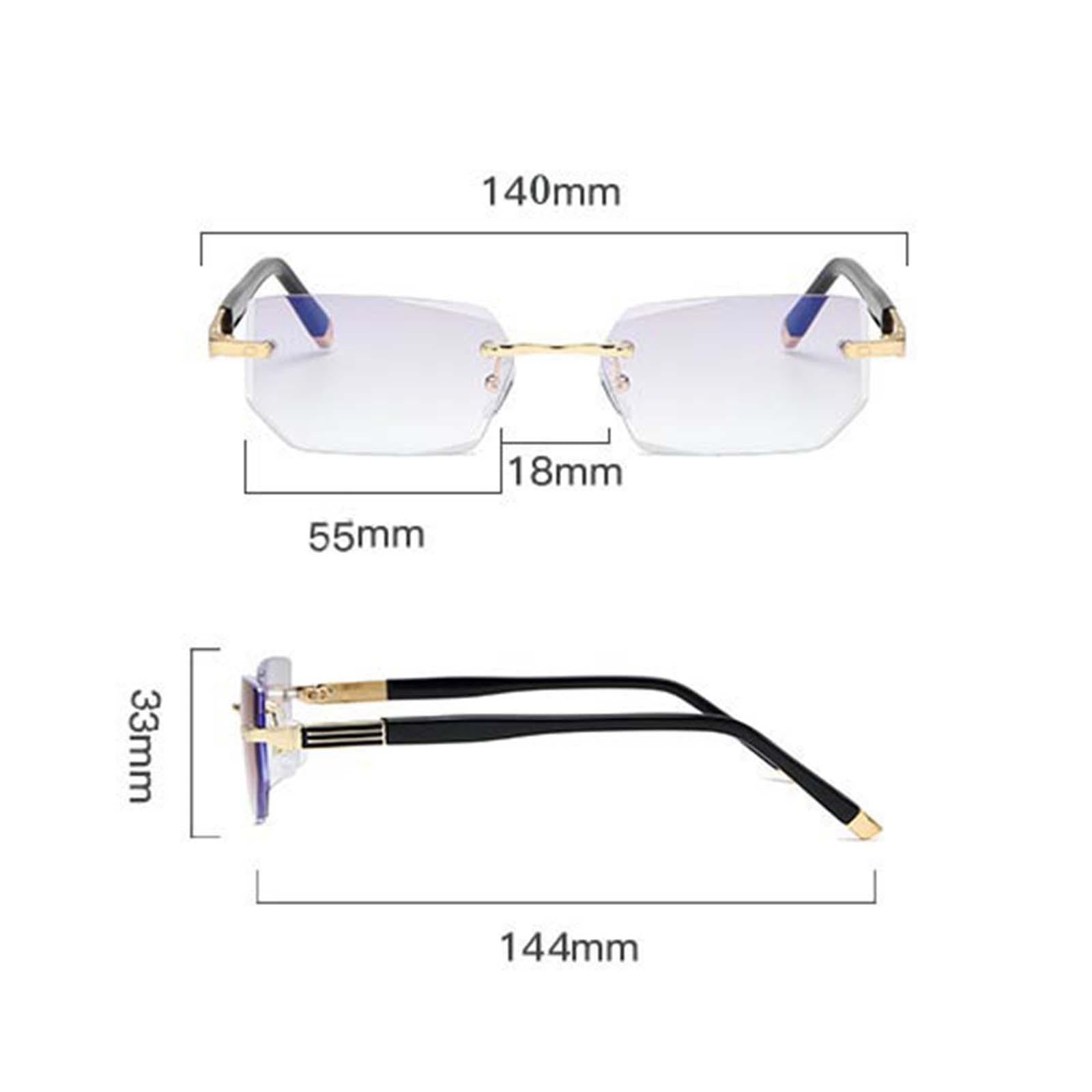 Blue Light Glasses rectangle Rimless for Unisex Computer Men Woman Aureate 1.5X
