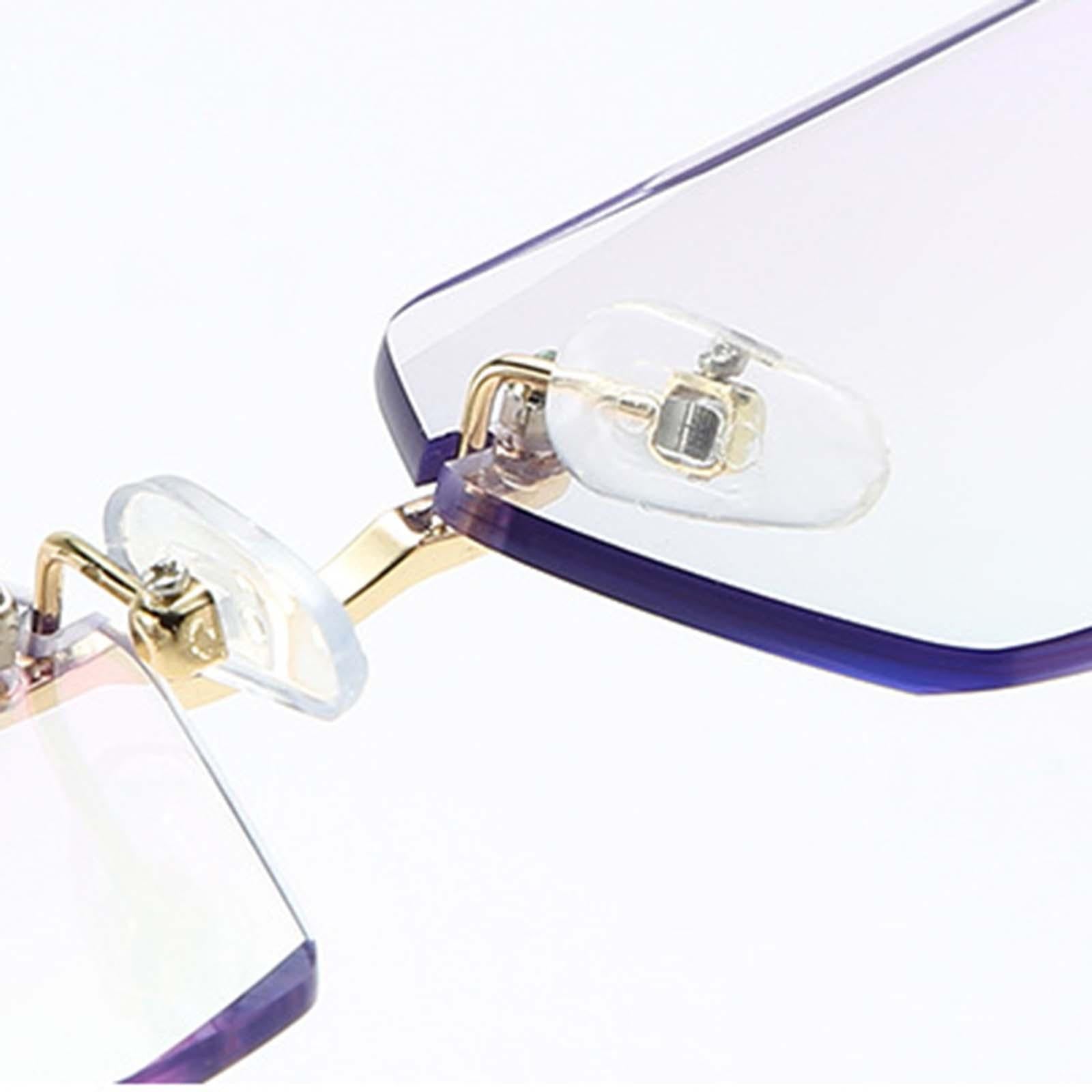 Blue Light Glasses rectangle Rimless for Unisex Computer Men Woman Aureate 1.5X