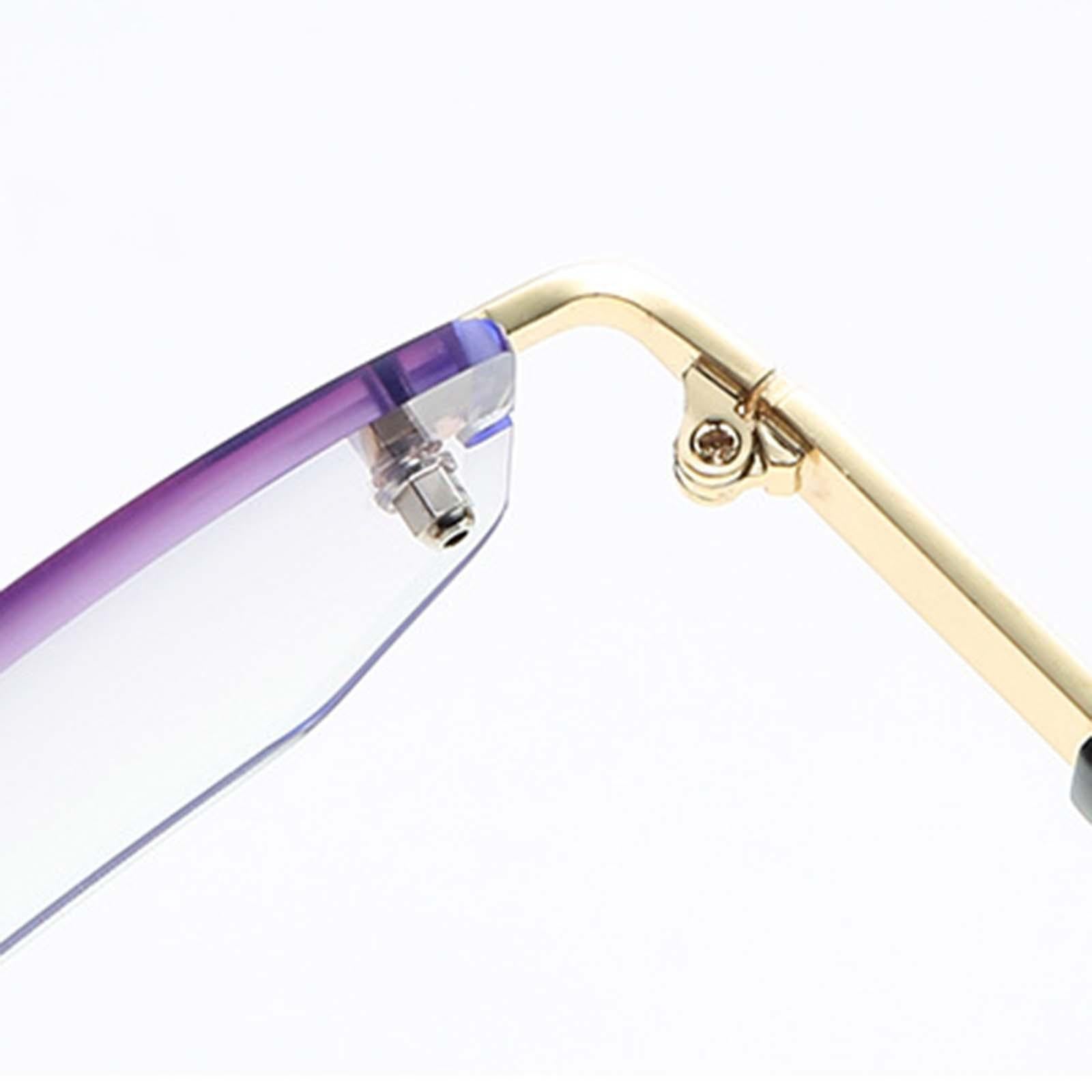 Blue Light Glasses rectangle Rimless for Unisex Computer Men Woman Aureate 2.5X