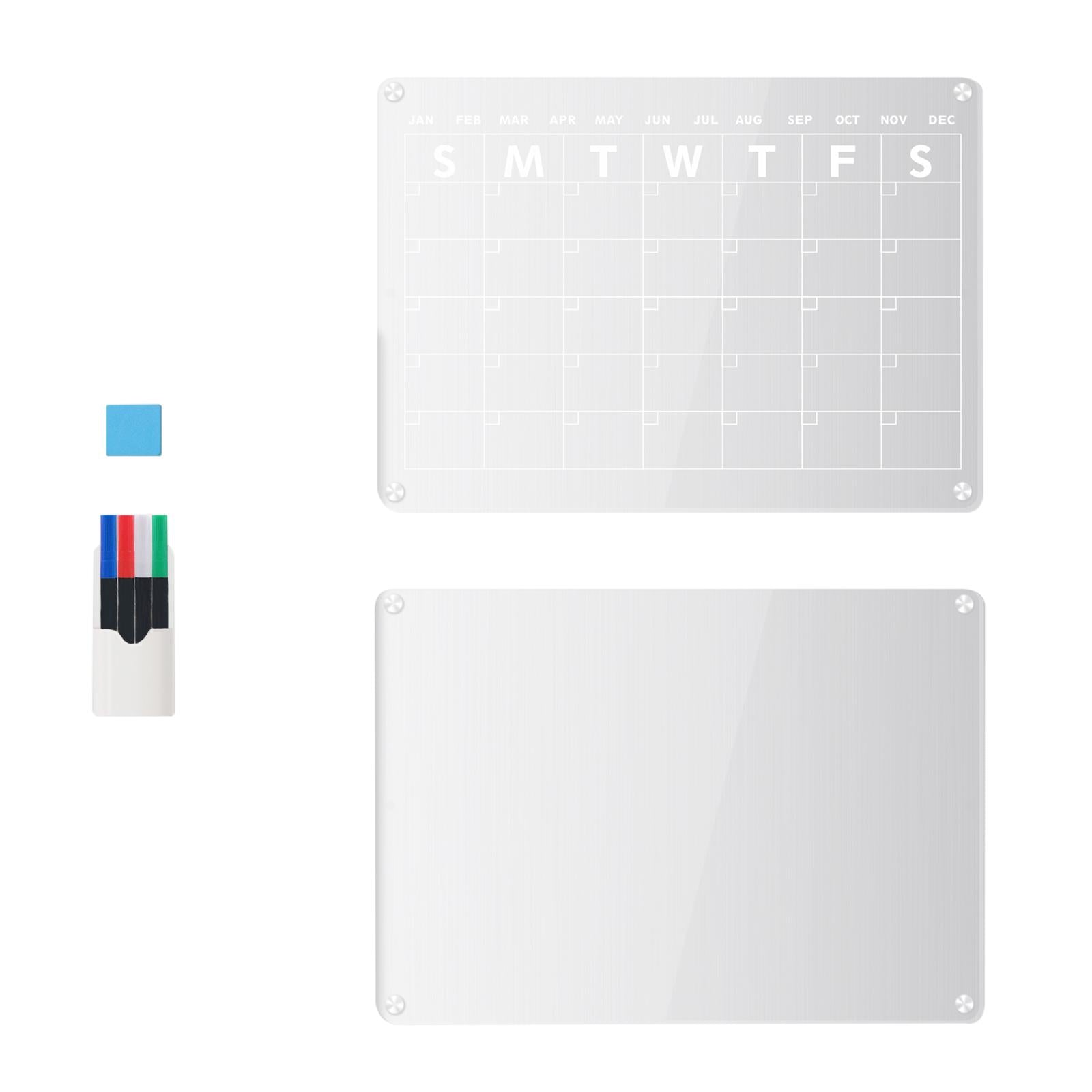 2x Acrylic Magnetic Dry Erase Board Calendar Refrigerator Magnet for Office