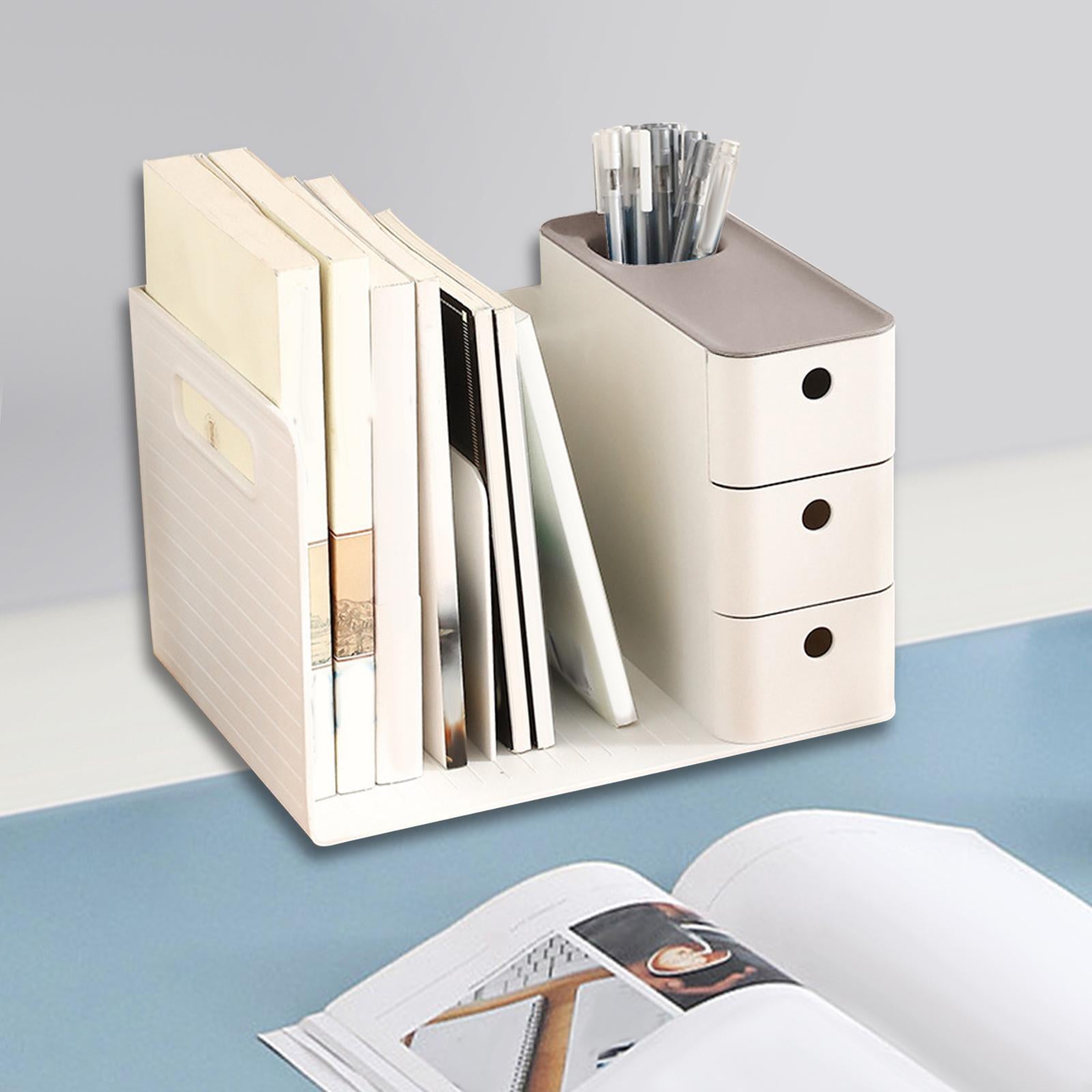 Desk Organizer Storage Box for Colored Pencils Office Supplies Makeup Brush White