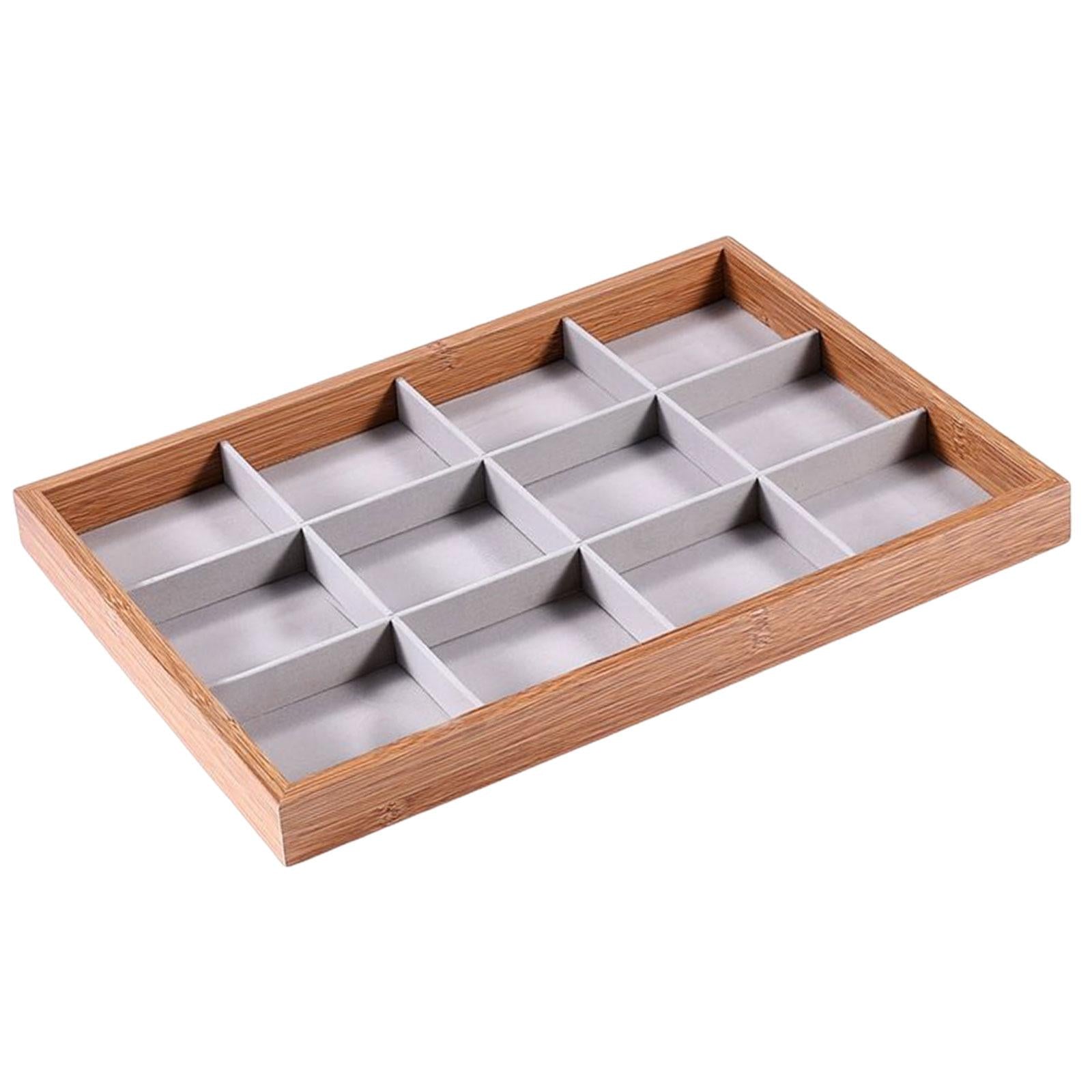 Jewelry Trays Velvet Jewelry Drawer Tray Jewelry Storage Case for Necklace 12 Grids