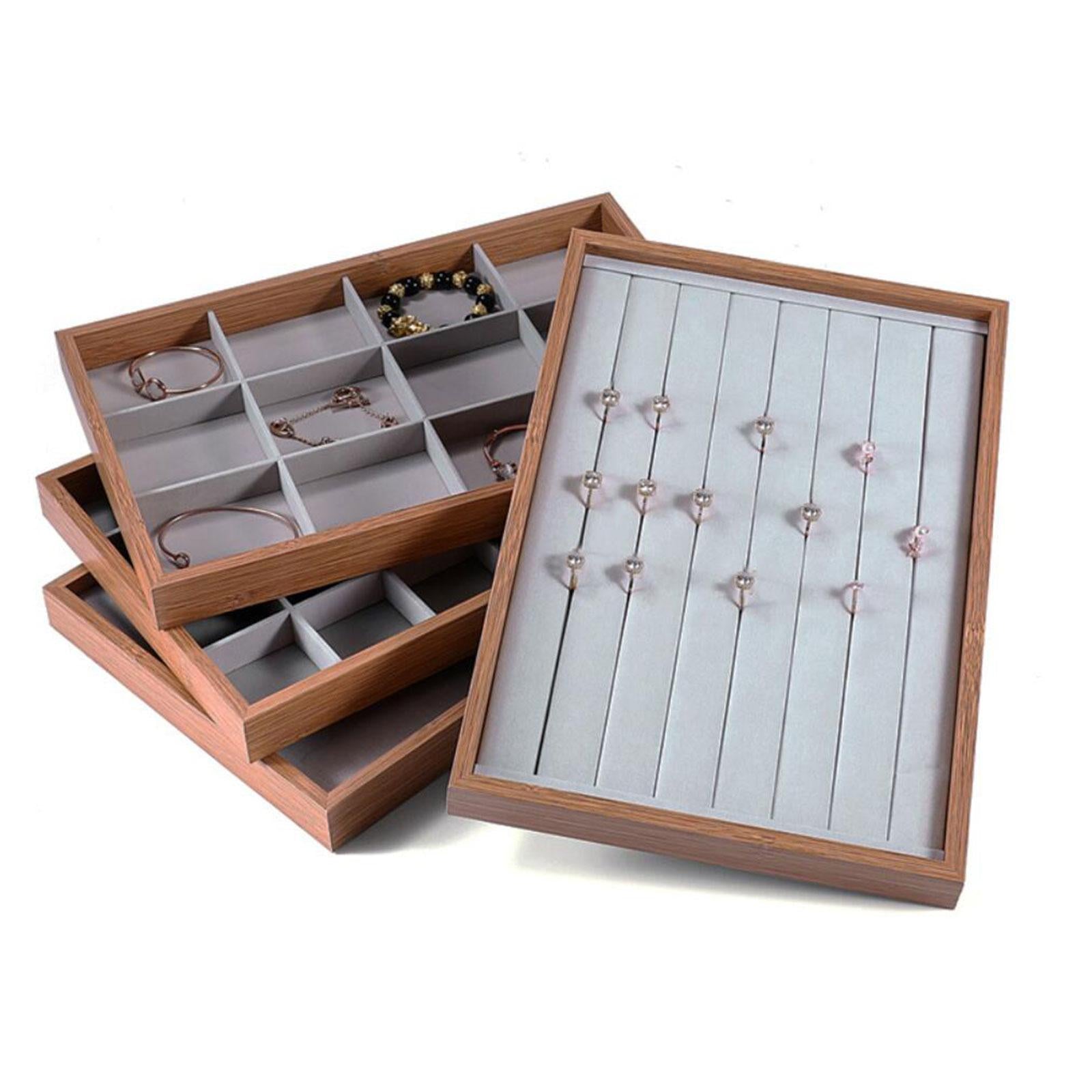 Jewelry Trays Velvet Jewelry Drawer Tray Jewelry Storage Case for Necklace 24  Grids