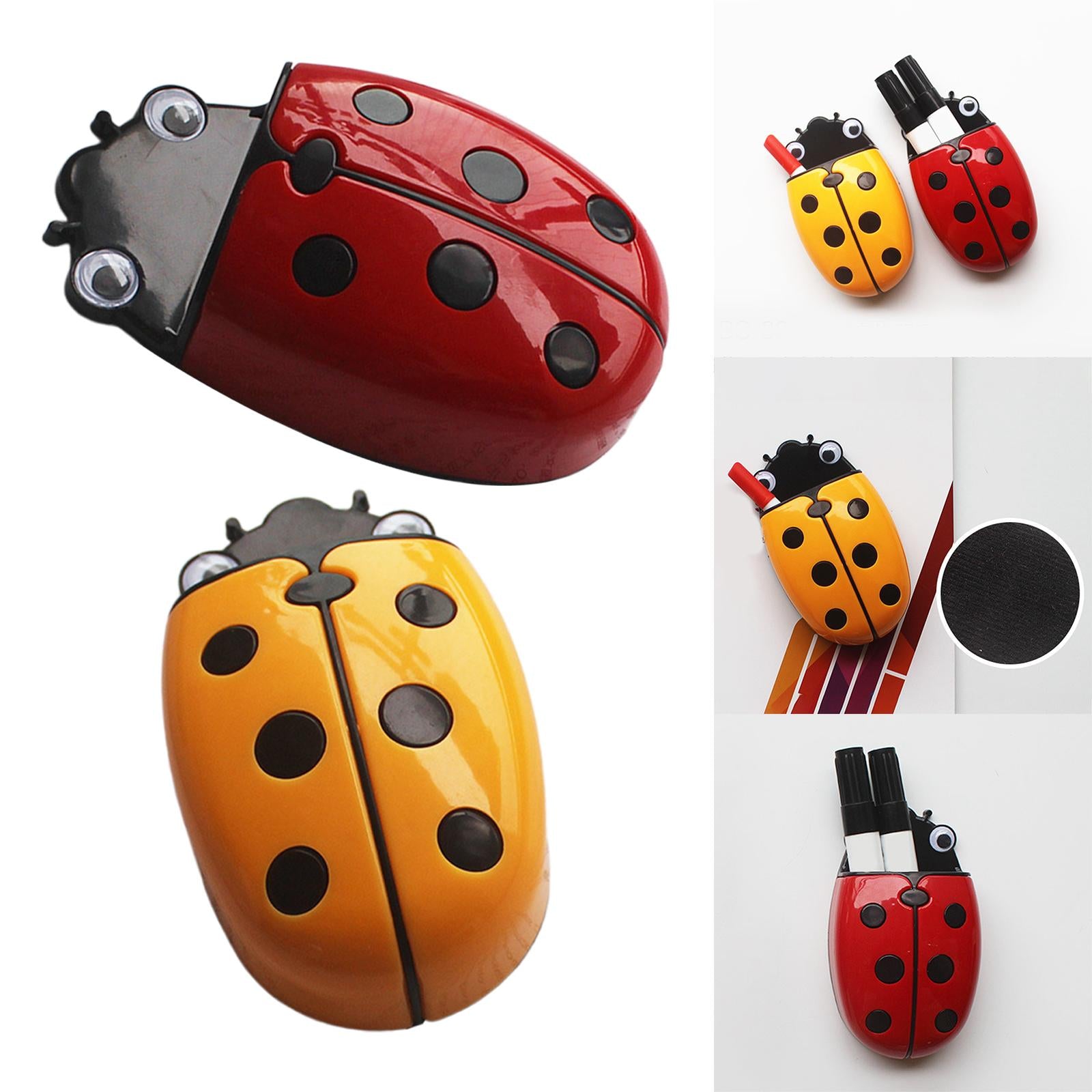 Magnetic Dry Erase Marker Holder with Ladybug Shape 2in1 for Workshop Office Red