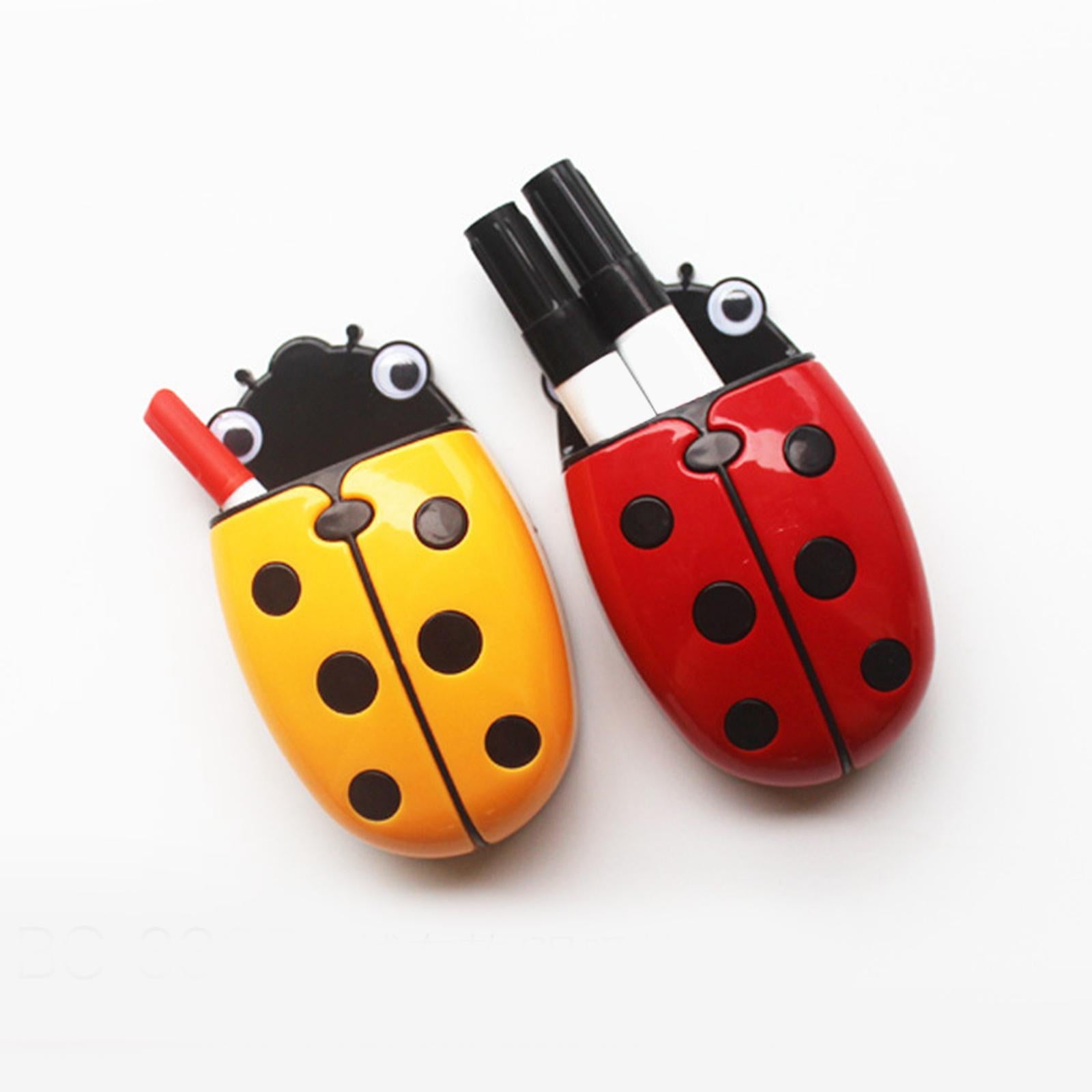 2xMagnetic Dry Erase Marker Holder with Ladybug Shape 2in1 for Workshop Office Yellow